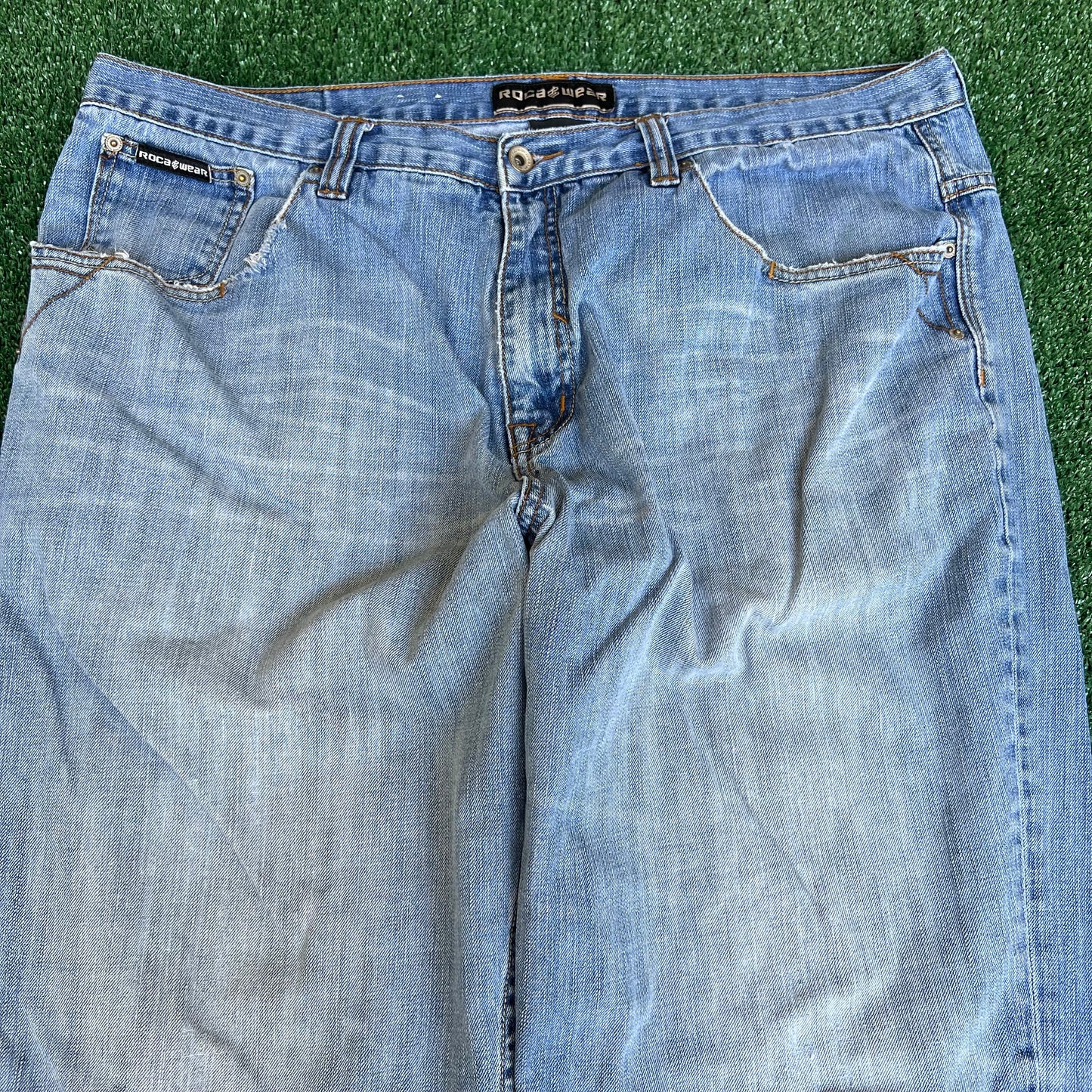 VTG Y2K Men's Rocawear Wide-Leg Baggy Blue Jeans 42x28" 22" Opens JNCO Style