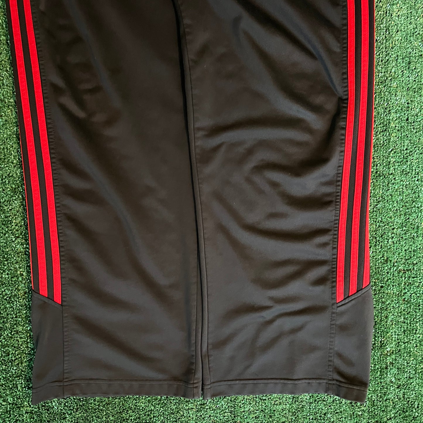 Adidas Baggy Wide-Leg Track Pants Black Red Stripe - 2XL 42x31" 21" Openings