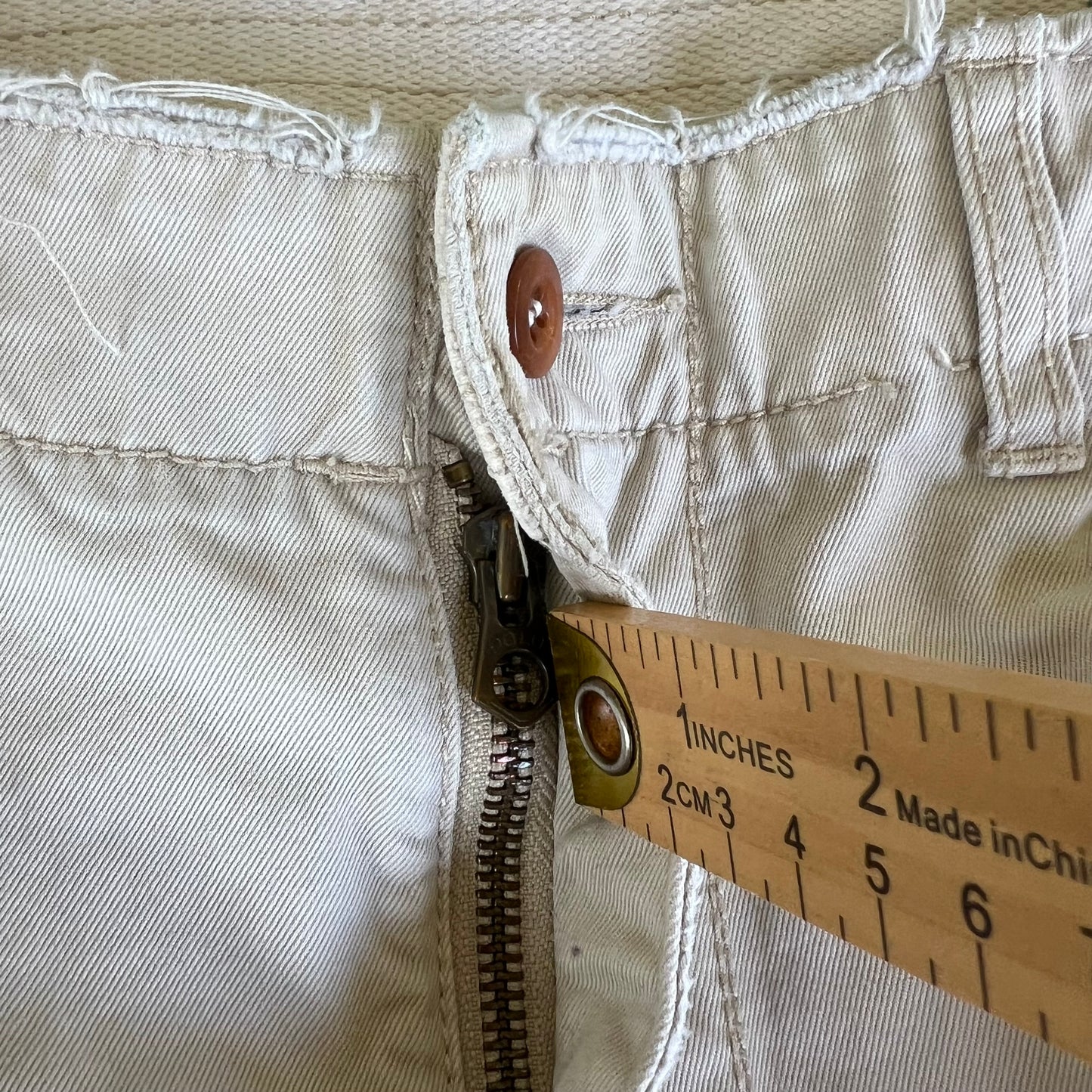 Y2K Polo Ralph Lauren Light Khaki Type 1 Paratrooper Distressed Canvas Shorts - 38x10"