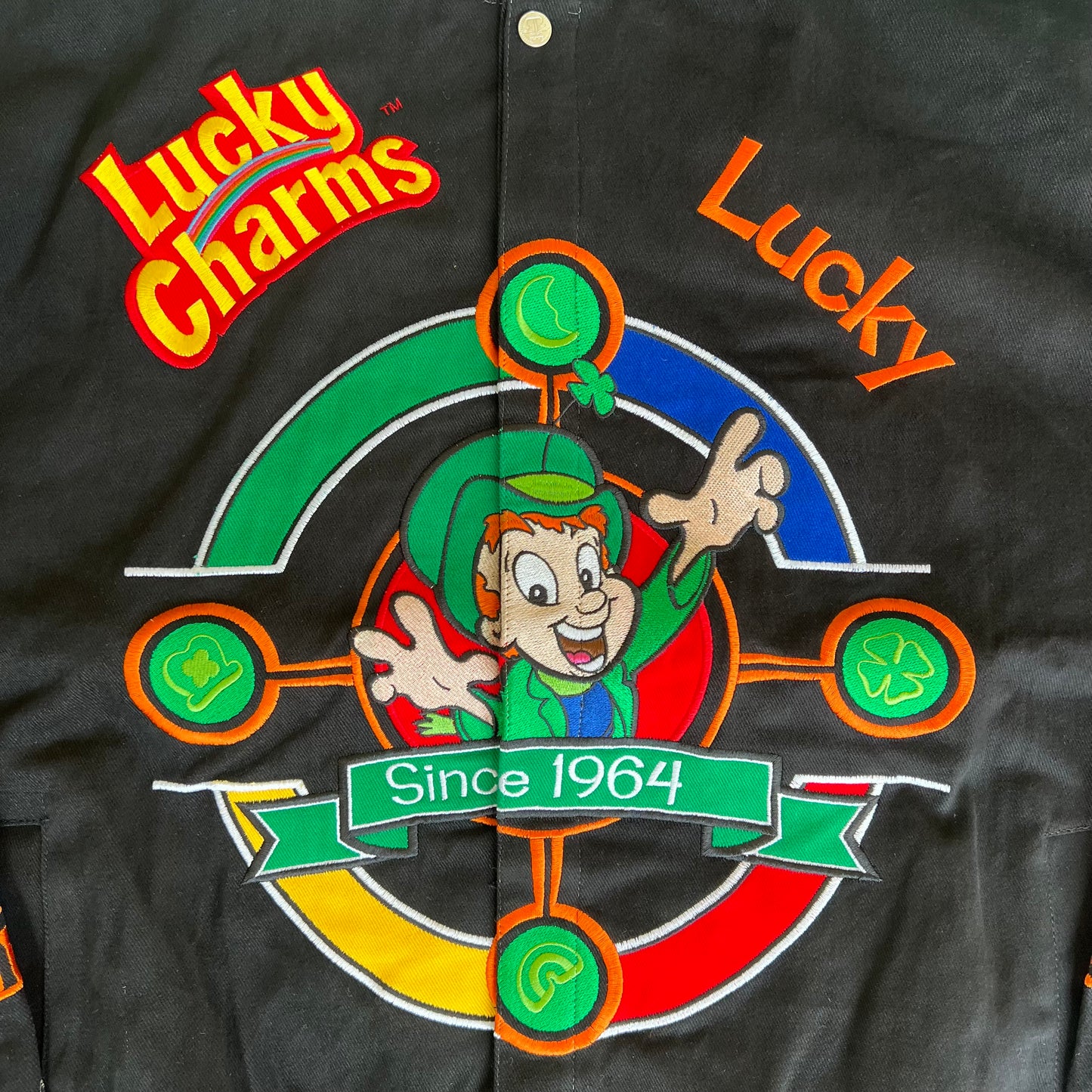 Y2K NOS Nascar Lucky Charms Black Racing Jacket - 2XL