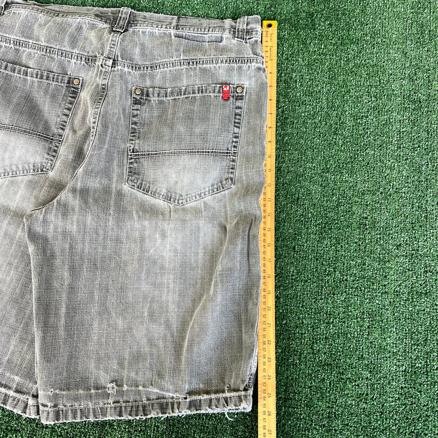 Y2K Southpole Faded Gray Baggy Distressed Jean Shorts - 40x13"