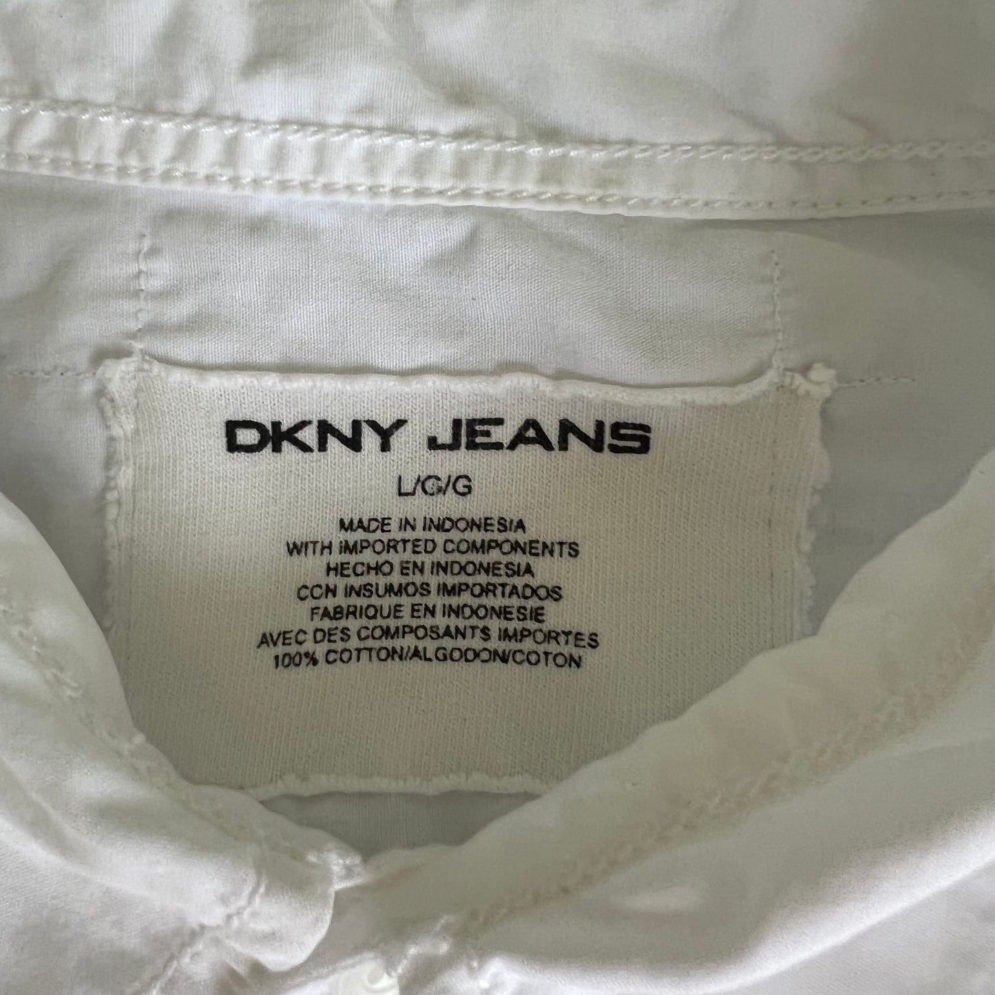 Y2K DKNY Jeans White Tribal Button Up Shirt - Large