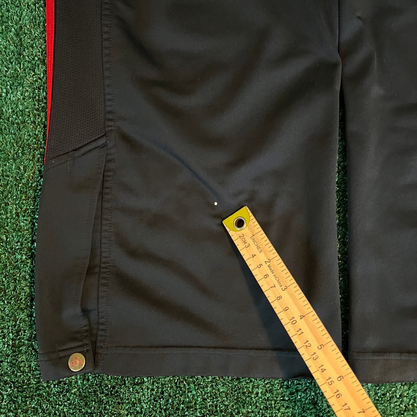 Adidas Baggy Wide-Leg Track Pants Black Red Stripe - 2XL 42x31" 21" Openings