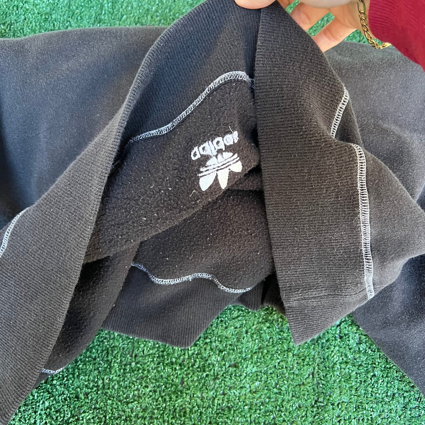 Vintage 90s Y2K Men's Adidas Black Trefoil Logo Boxy Heavyweight Hoodie - Medium