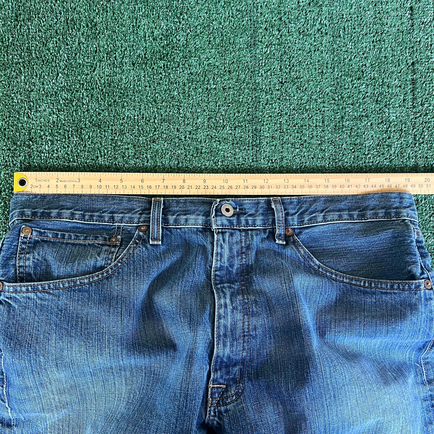 Y2K Ralph Lauren Ashmore Baggy Straight Blue Jeans - 38x30.5" 19" Openings