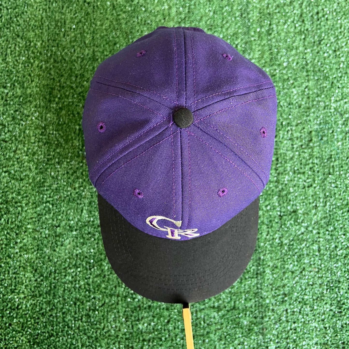 90s MLB Colorado Rockies Purple Black Snapback Hat