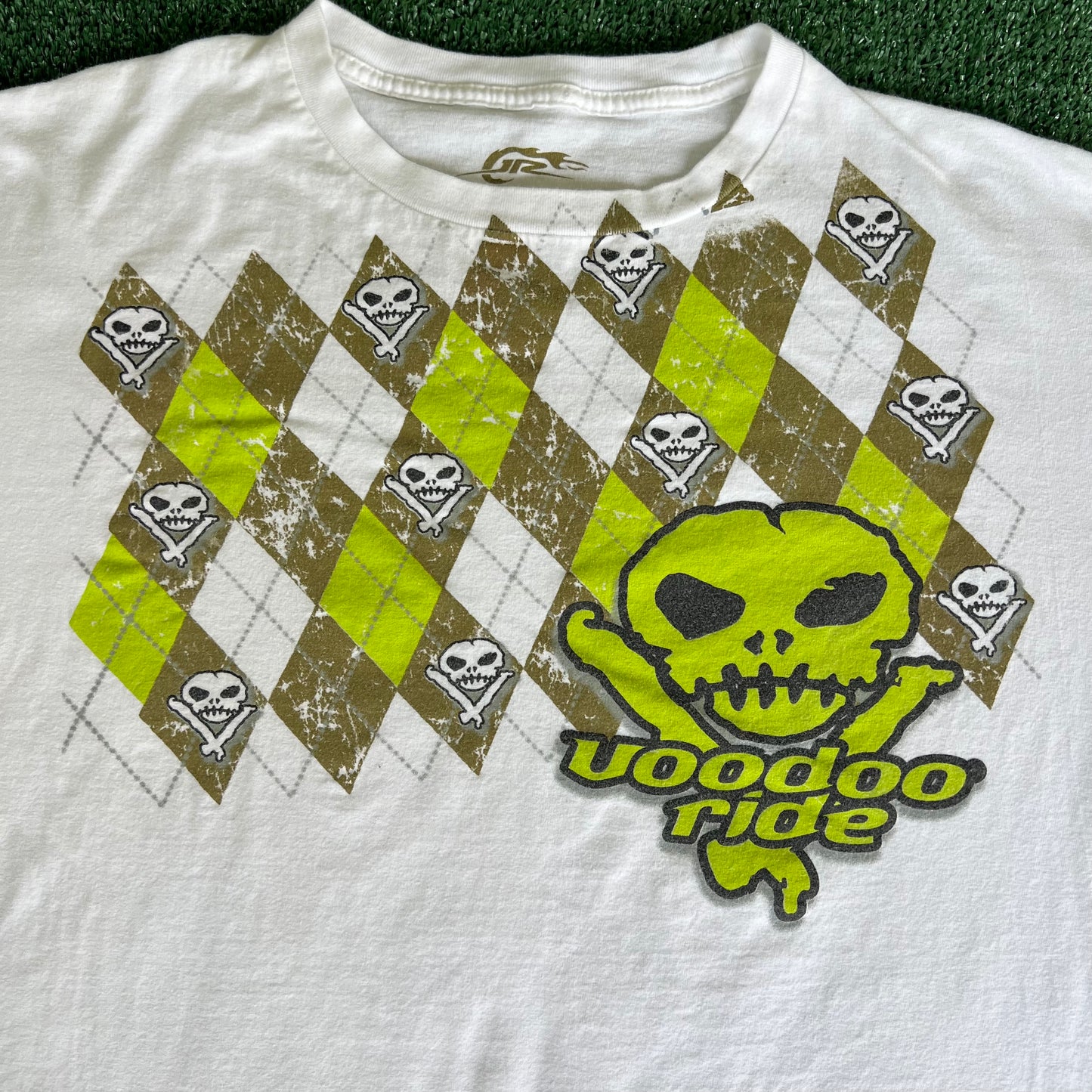 Y2K Nascar Dale Earnhardt Jr. Voodoo Ride Skull White Boxy T-Shirt - 2XL