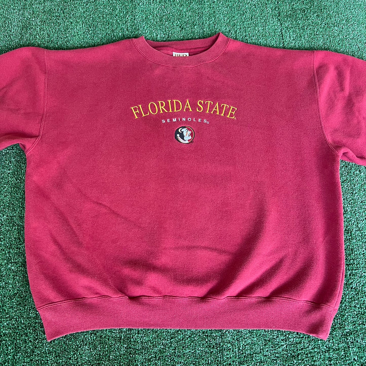 90s Red Oak Florida State Seminoles FSU Garnet Embroidered Boxy Sweatshirt - XL