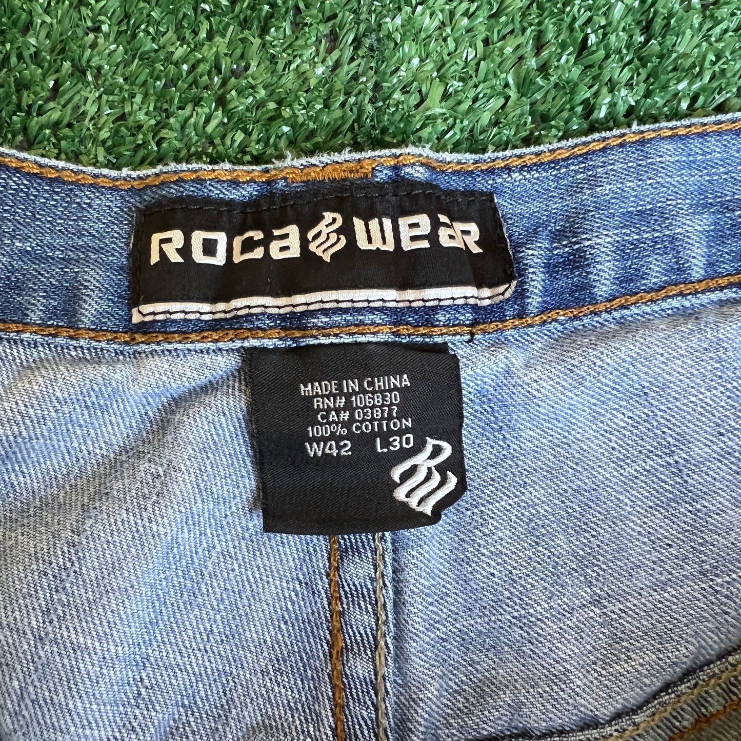 VTG Y2K Men's Rocawear Wide-Leg Baggy Blue Jeans 42x28" 22" Opens JNCO Style