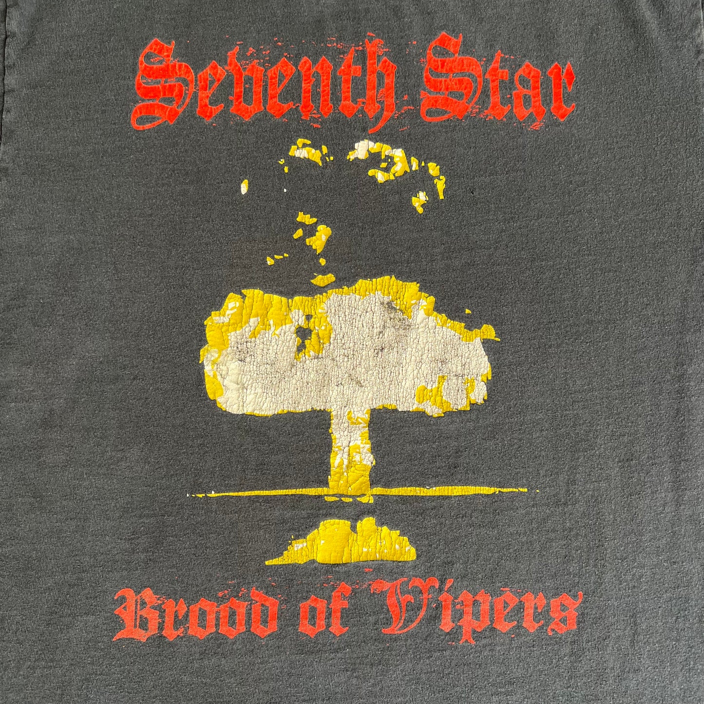 Y2K Seventh Star Brood of Vipers Christian Hardcore Metal Band Faded Black T-Shirt - Large