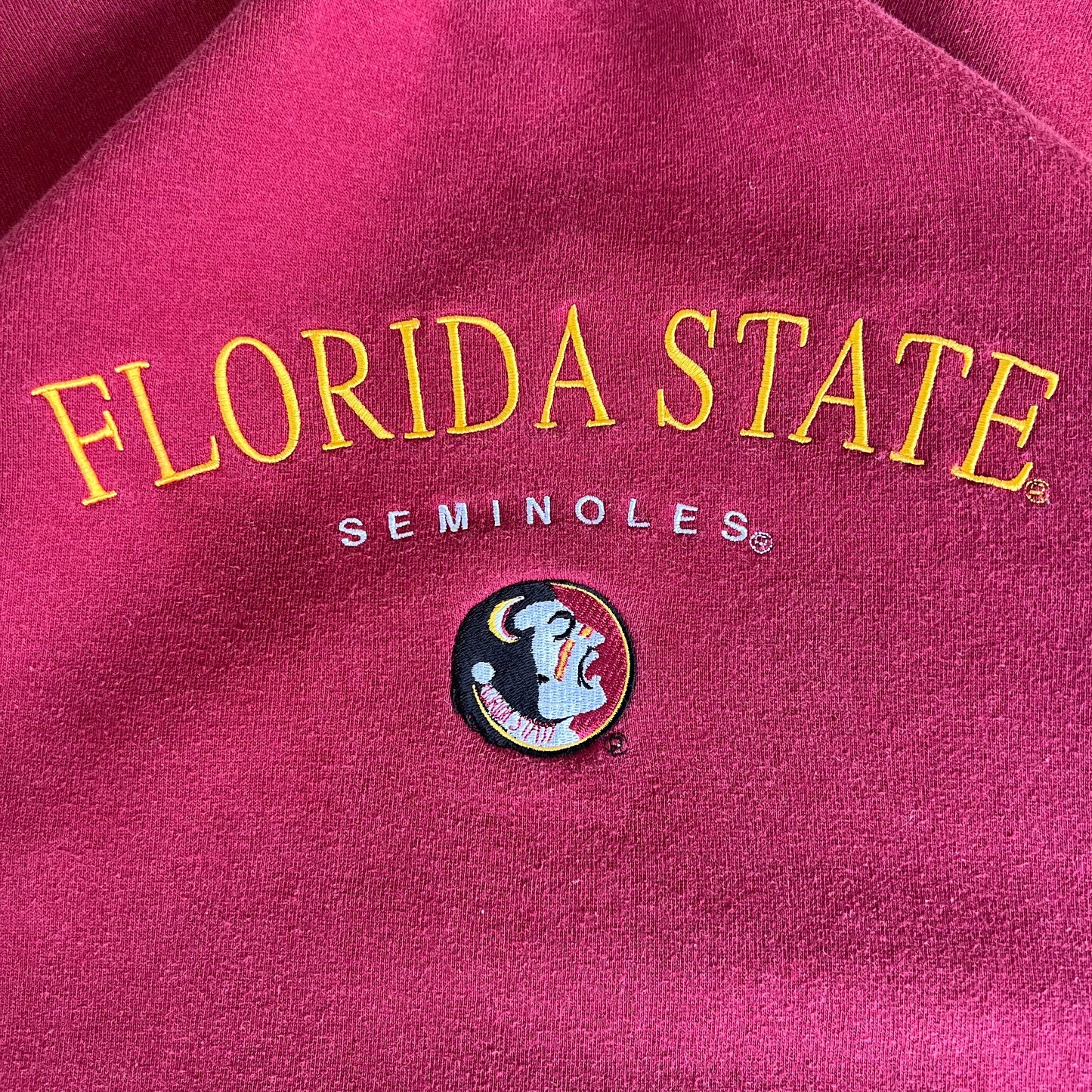 90s Red Oak Florida State Seminoles FSU Garnet Embroidered Boxy Sweatshirt - XL