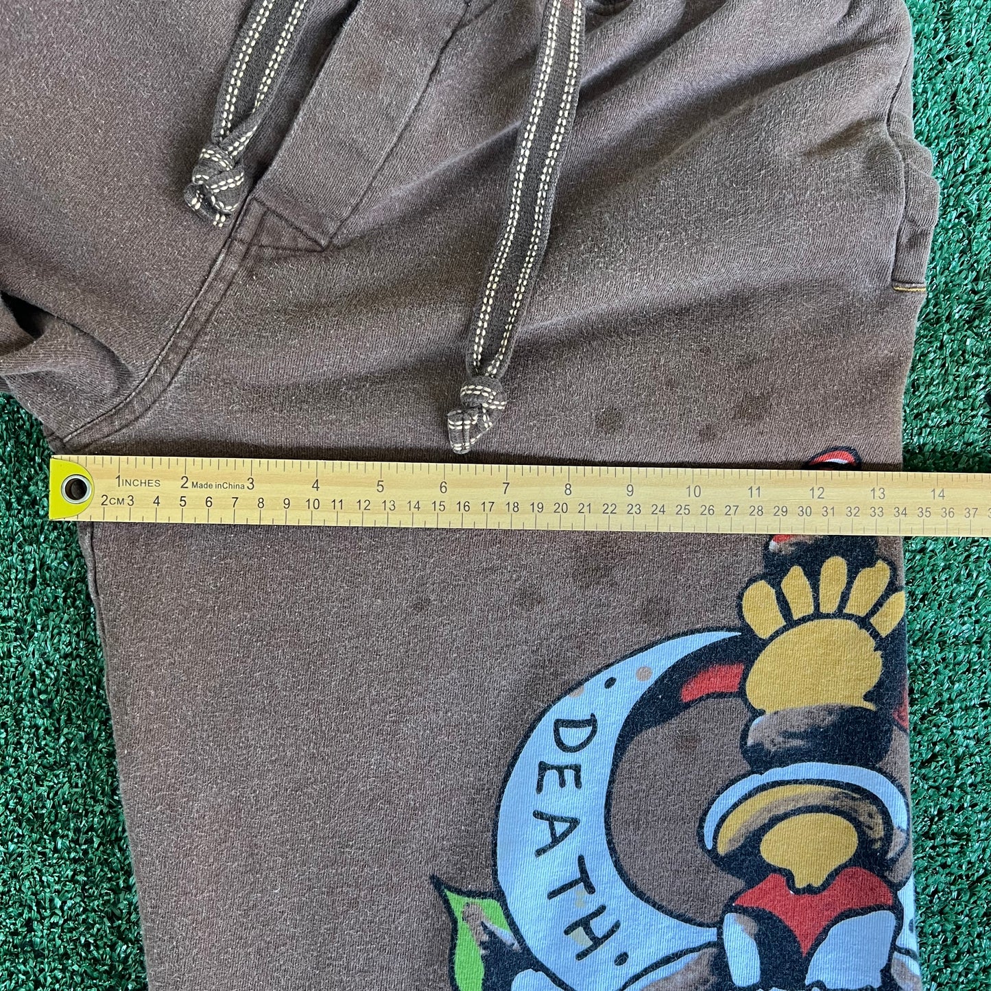 Y2K Ed Hardy Skull Faded Brown Baggy Wide-Leg Sweatpants - Large 31x28.5" 21.5" Openings
