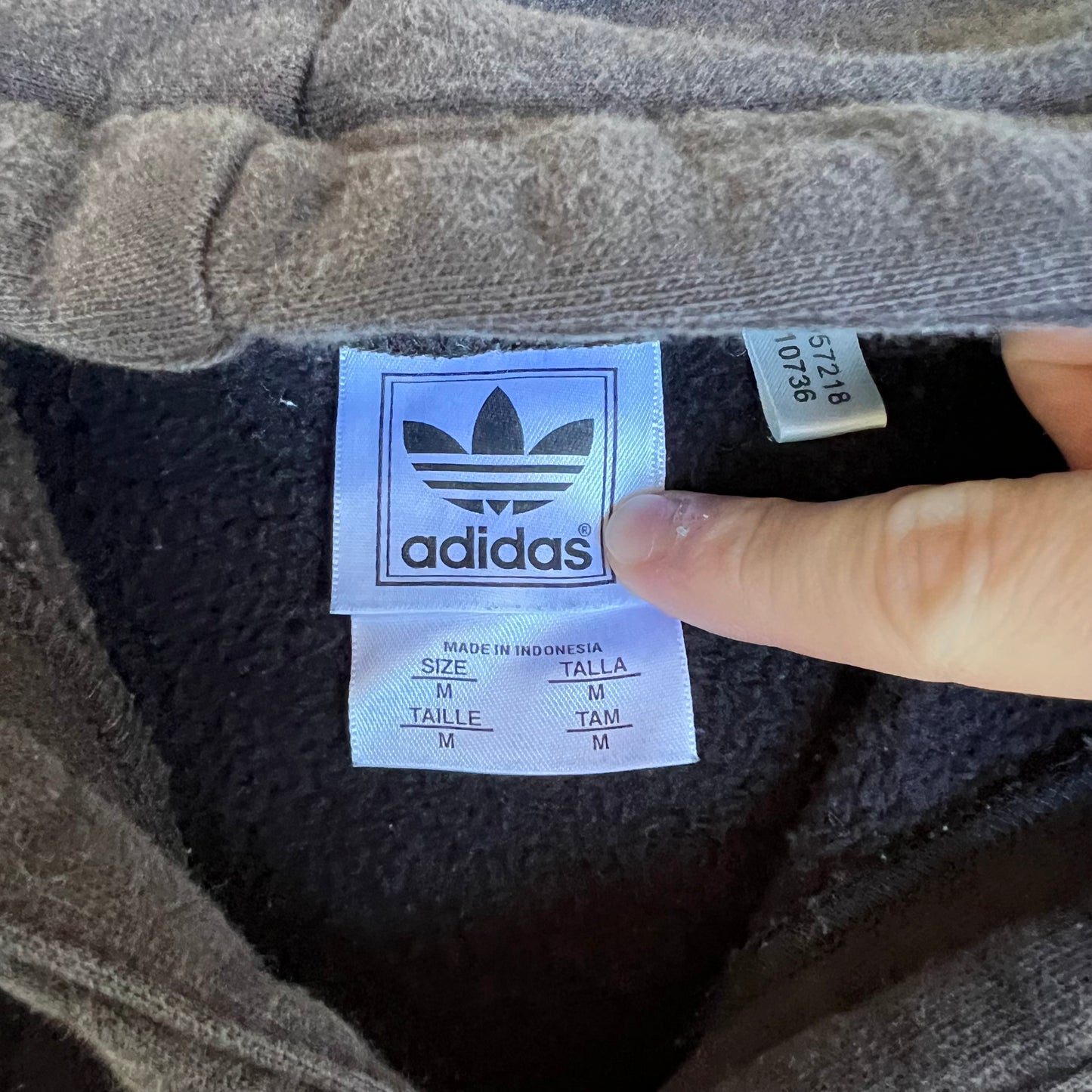 Vintage 90s Y2K Men's Adidas Black Trefoil Logo Boxy Heavyweight Hoodie - Medium