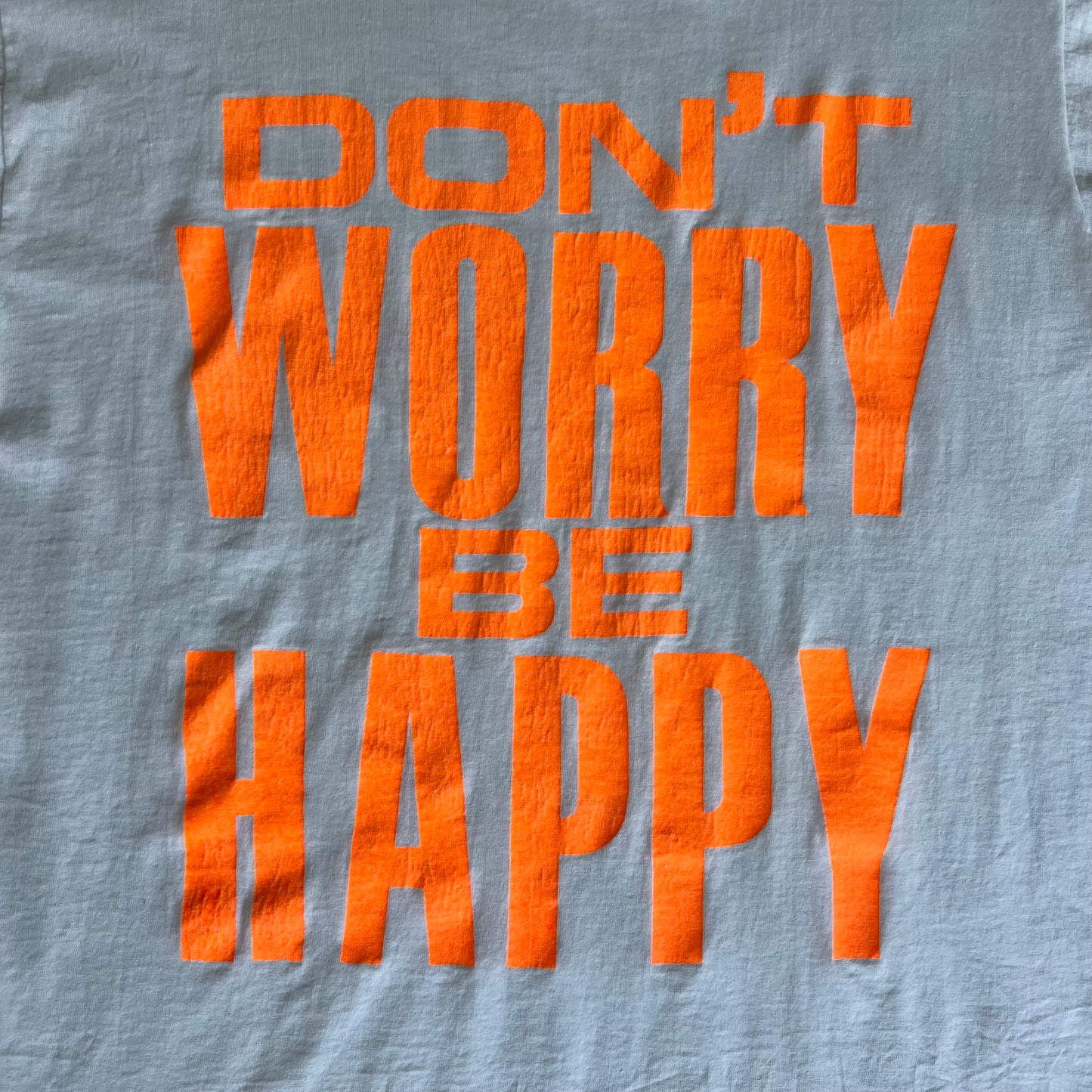 90s Bob Marley Raggae Music "Don't Worry Be Happy" White Orange T-Shirt - XL