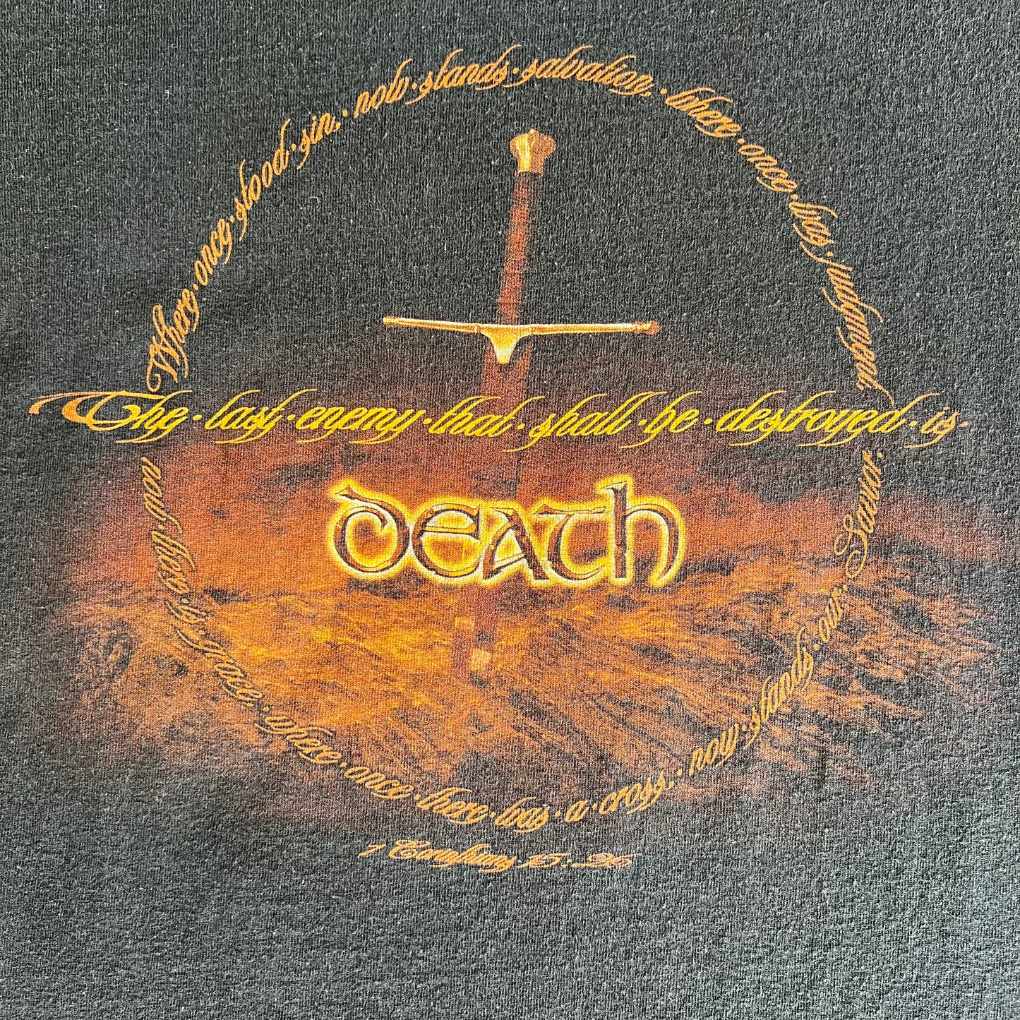 Y2K The Lord Of Rings Movie Jesus Parody T-Shirt Faded Black - Medium