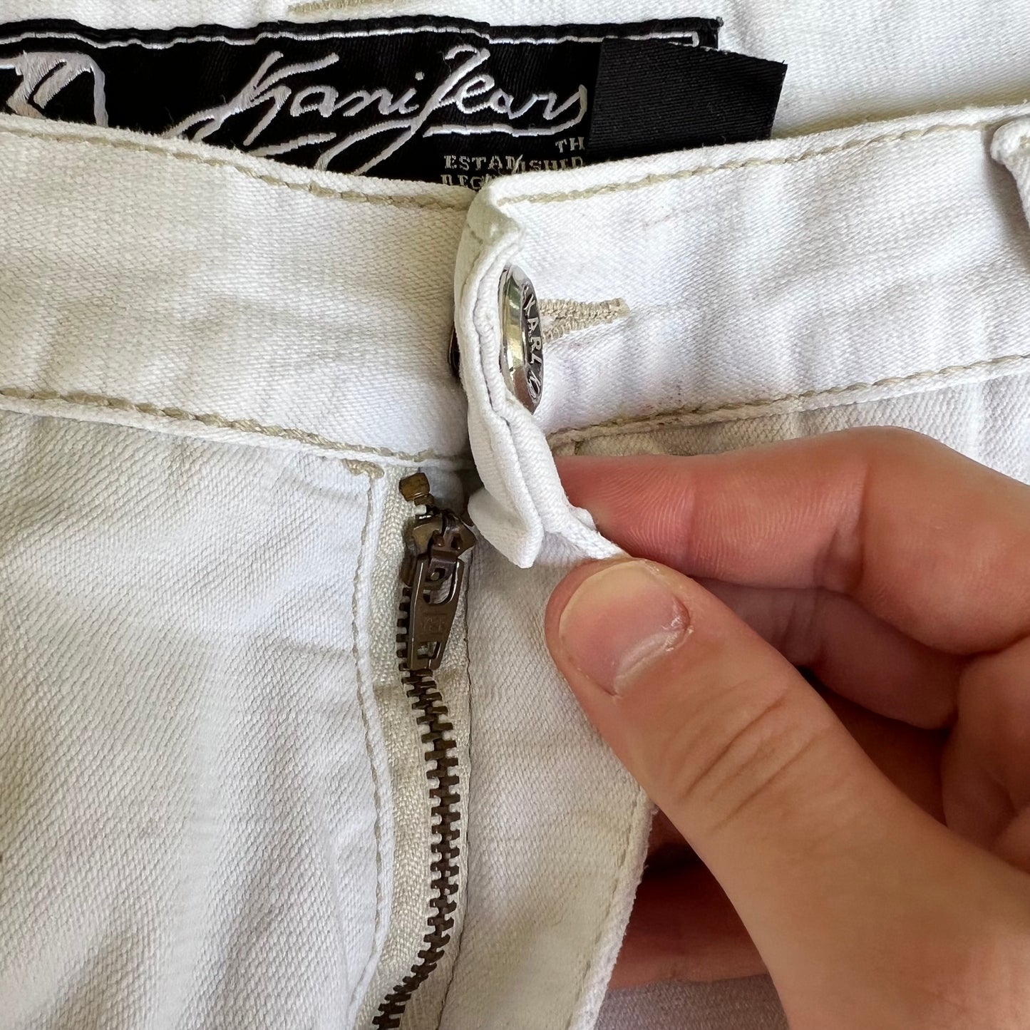 VTG 90s Y2K Men Karl Kani Wide-Leg Baggy White Jeans - 38x27" 20" Opens JNCO Style