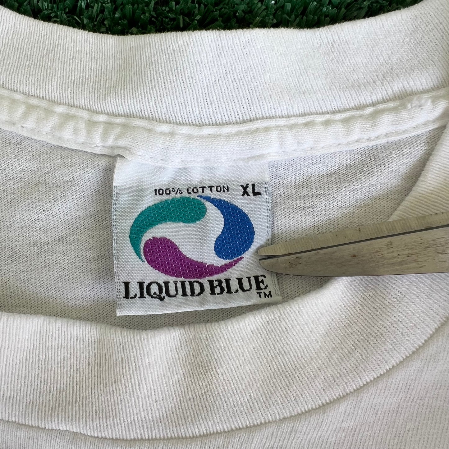 1993 Liquid Blue White Distressed Grateful Dead Summer Tour Band T-Shirt - XL