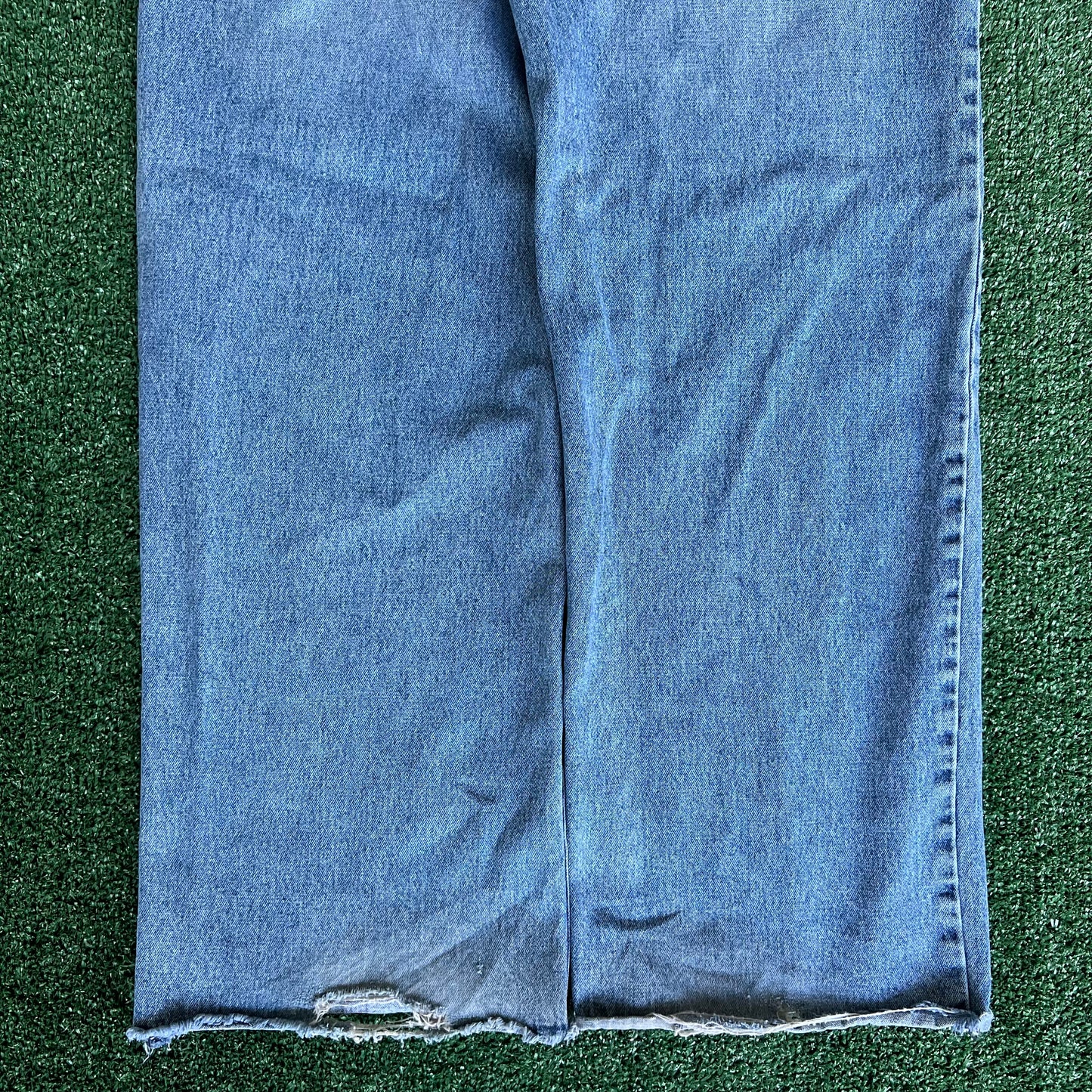 90s Cavaricci Baggy Wide-Leg Distressed Blue Jeans - 35x31" 21.5" Openings