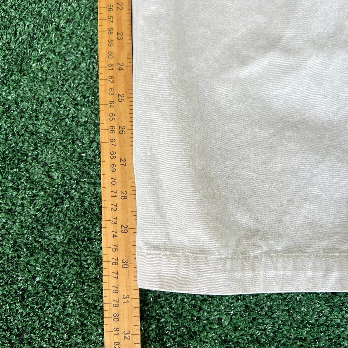 Y2K Wu Wear Distressed Baggy Light Khaki Faded Navy Striped Pants - 31x30.5" 20" Openings