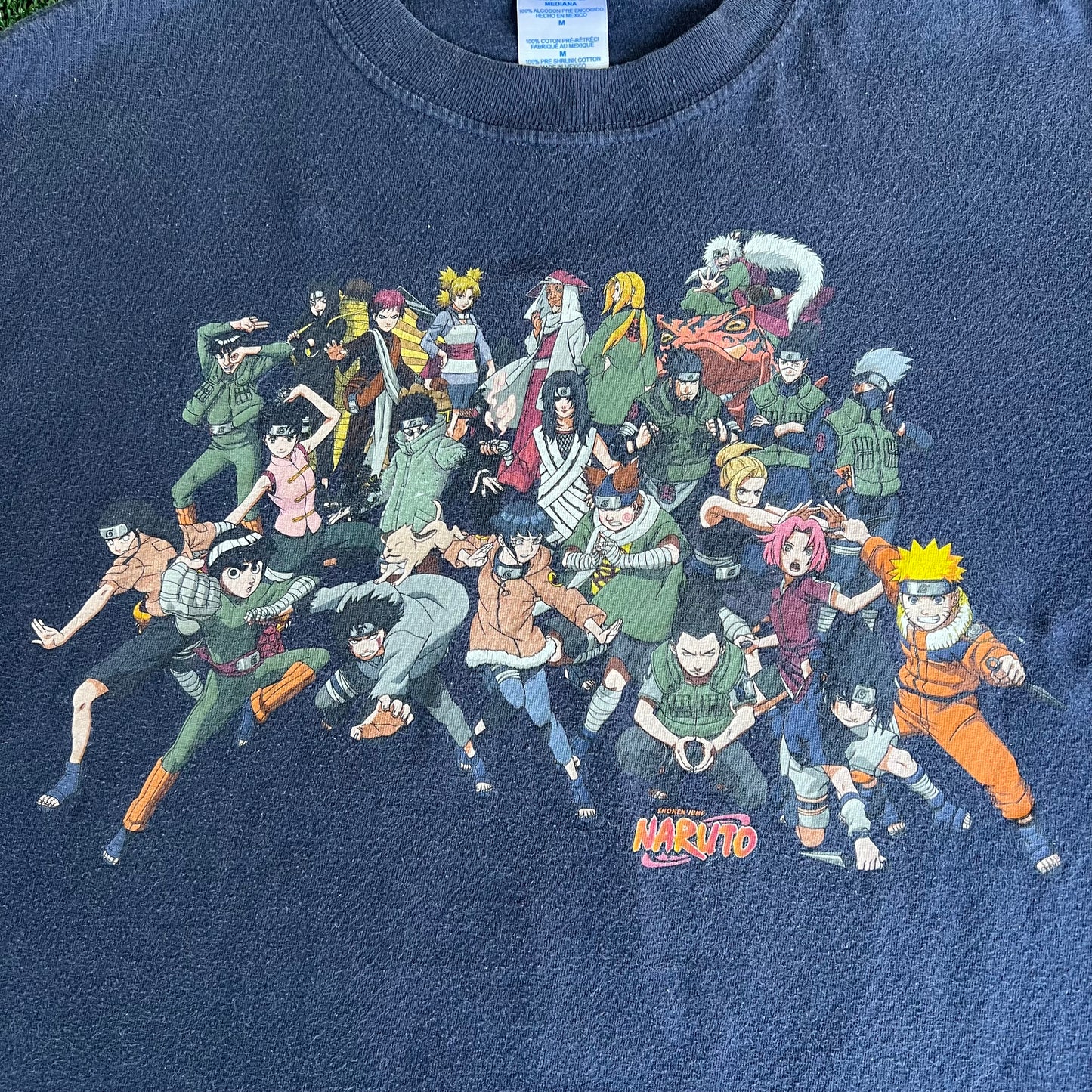 Y2K 2002 Naruto Manga Anime All Characters Navy Blue T-Shirt - Medium