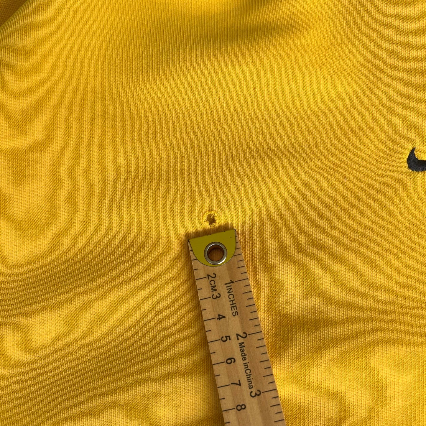 Y2K Nike Yellow Mini Swoosh Distressed Sweatshirt - XL