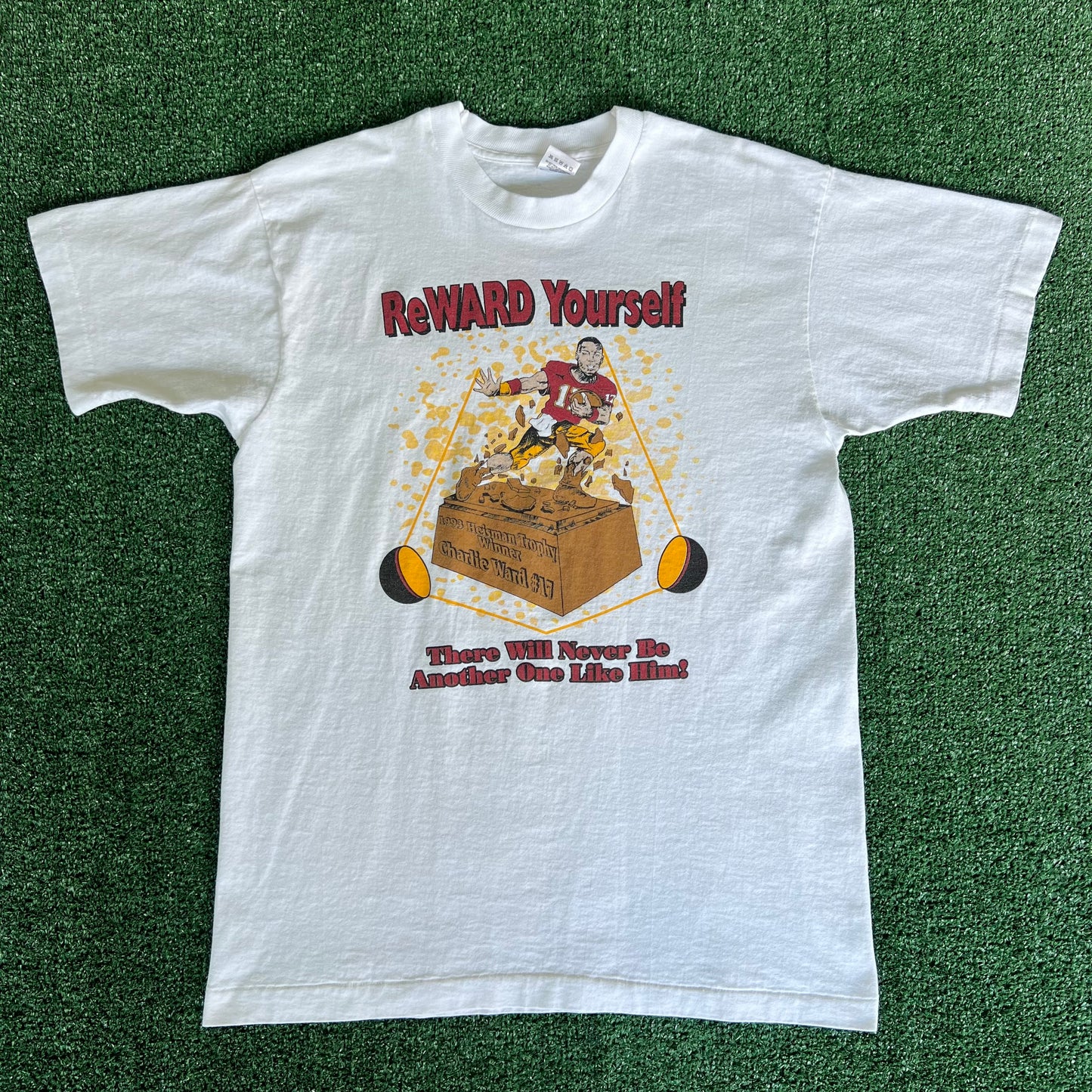 90s Charlie Ward "ReWARD Yourself" Florida State Seminoles FSU White T-Shirt - Medium