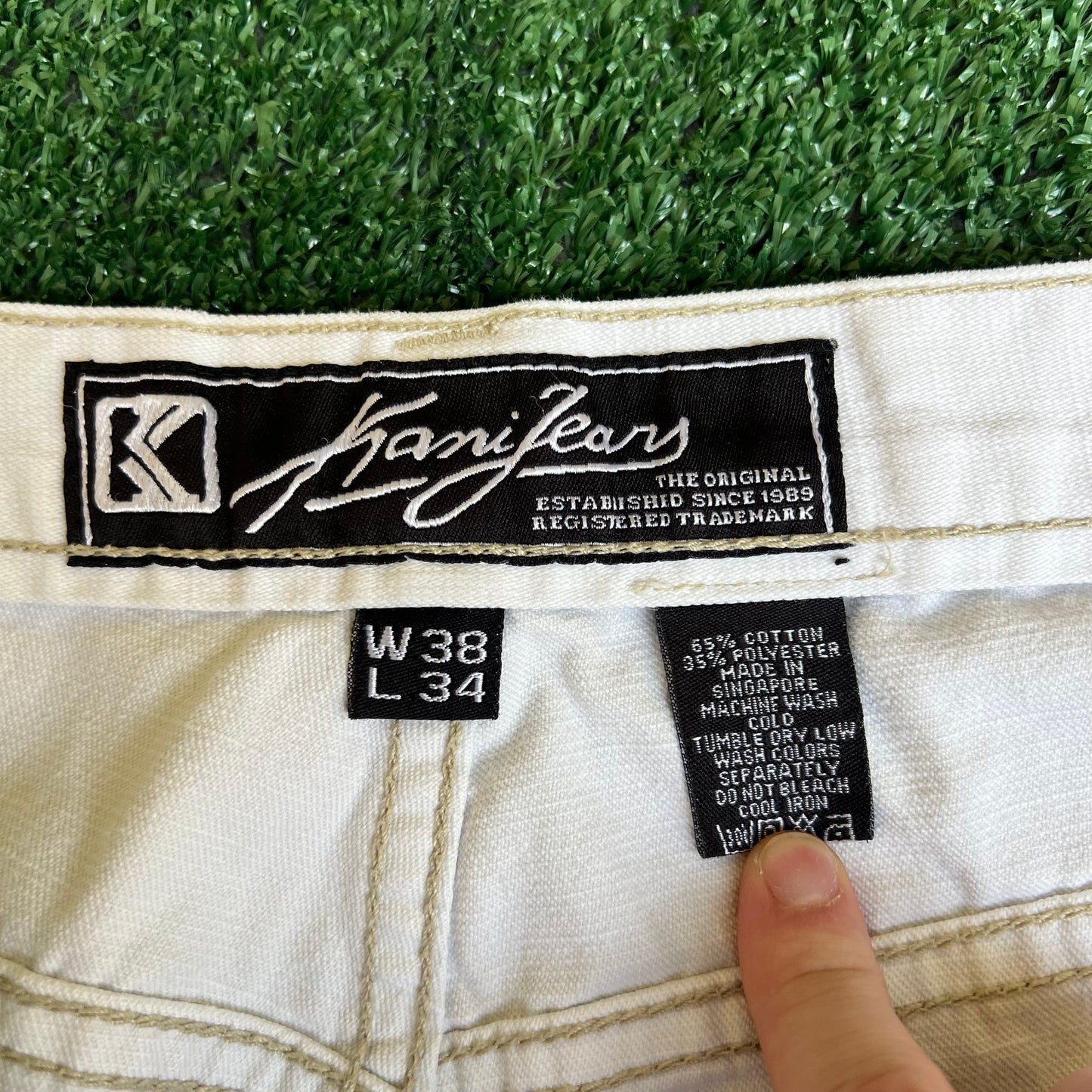 VTG 90s Y2K Men Karl Kani Wide-Leg Baggy White Jeans - 38x27" 20" Opens JNCO Style