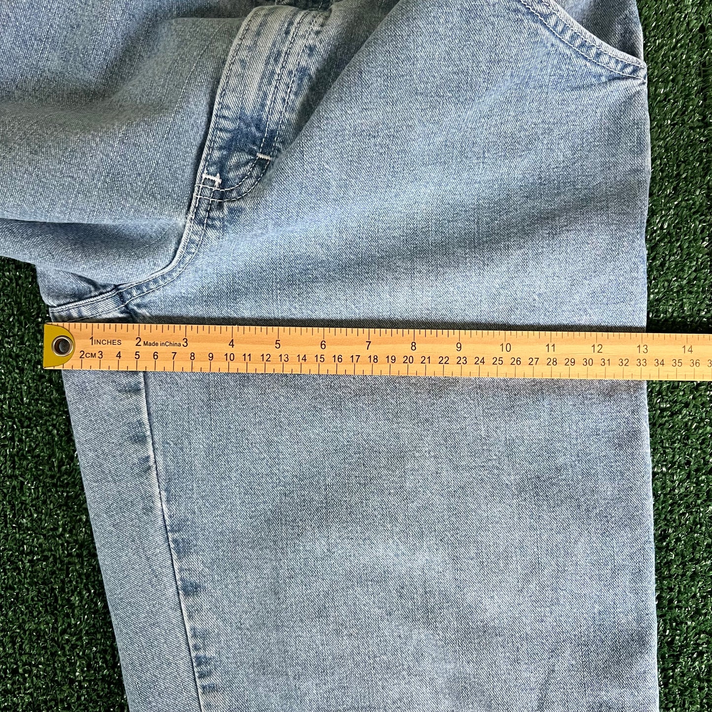 Y2K Tommy Hilfiger Baggy Carpenter Light Wash Blue Jeans - 33x29.75" 18" Opening