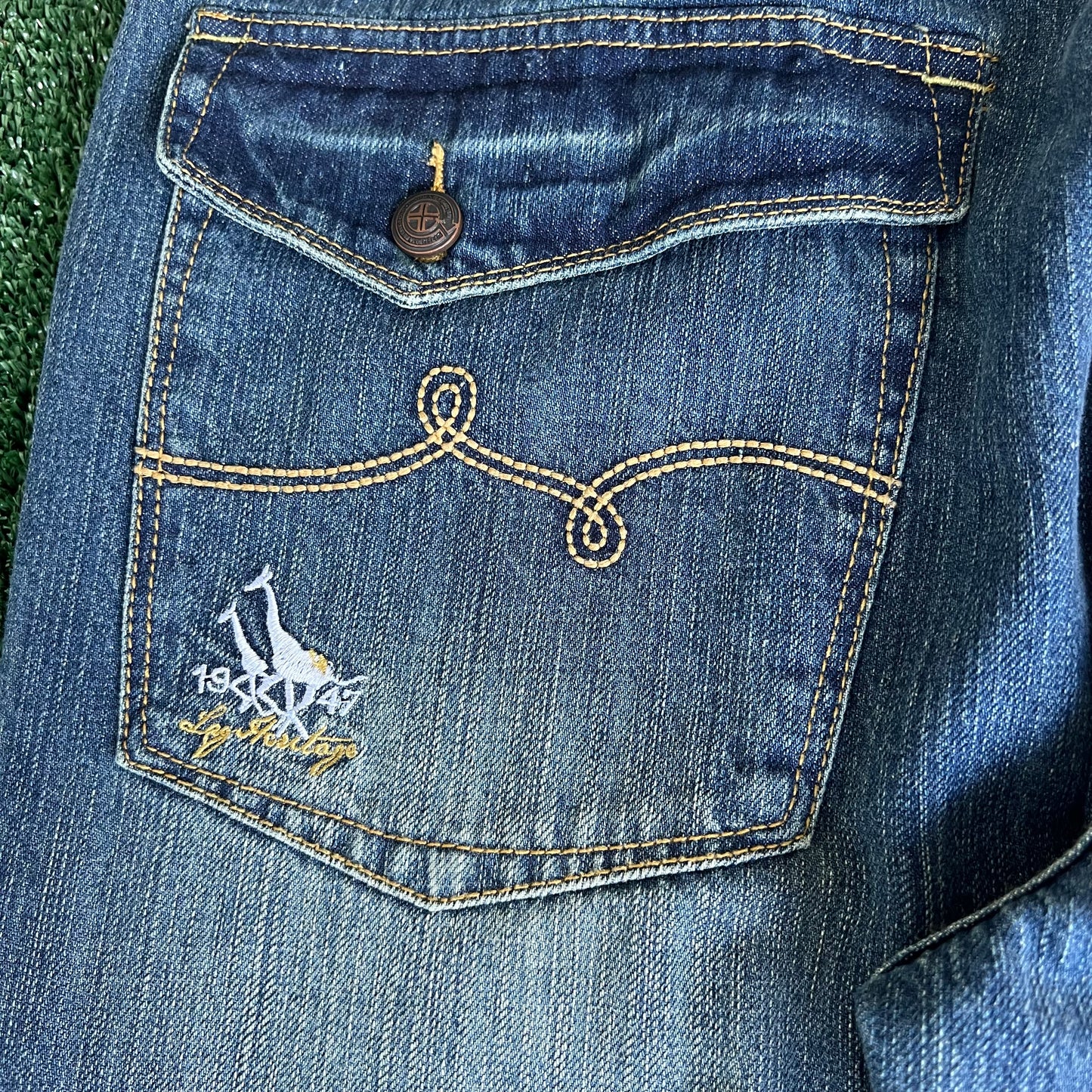 NWT Y2K LRG Baggy Flap Pocket Blue Jeans - 39x33.25" 19" Openings