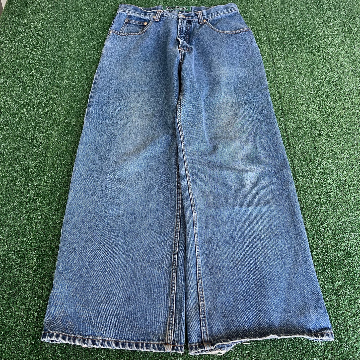 90s Y2K Bullhead Pipes Wide-Leg Blue Jeans - 32x29" 23" Opens