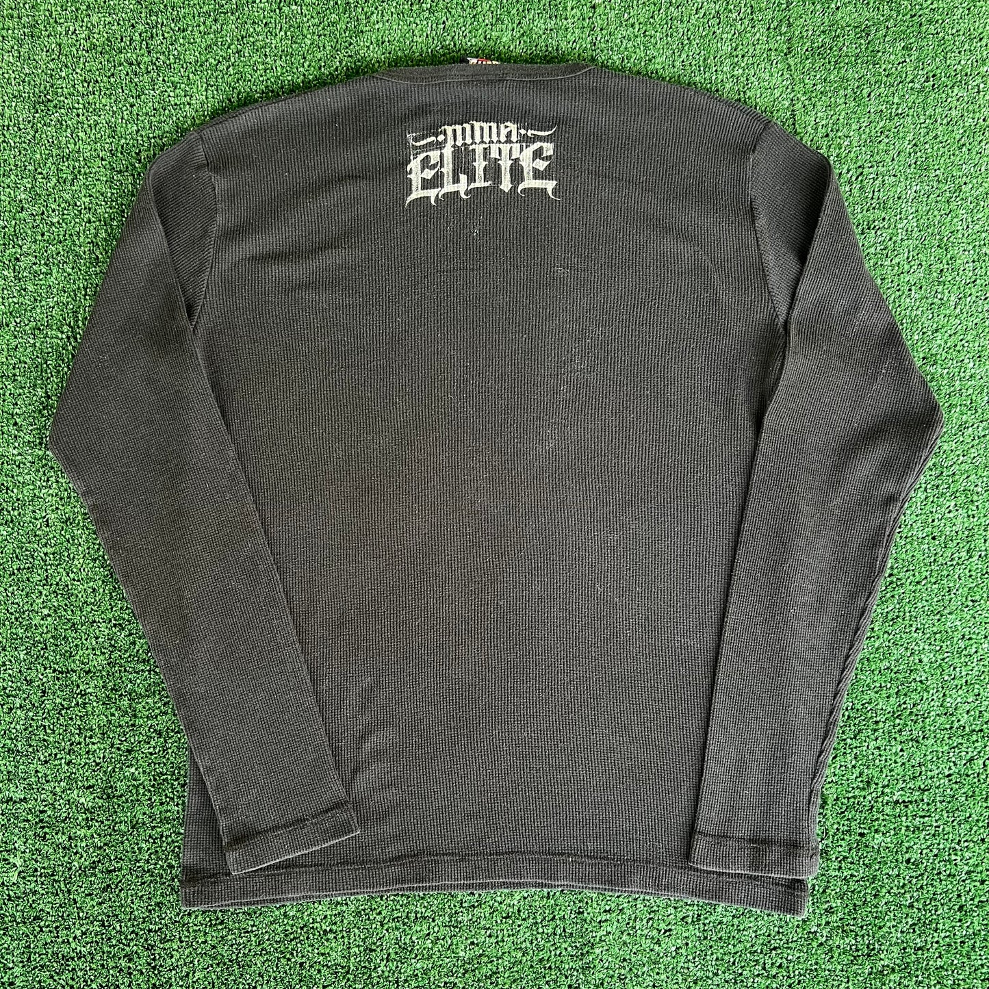 Y2K MMA Elite Cross X-Ray Skull Black Thermal Long Sleeve T-Shirt - Large