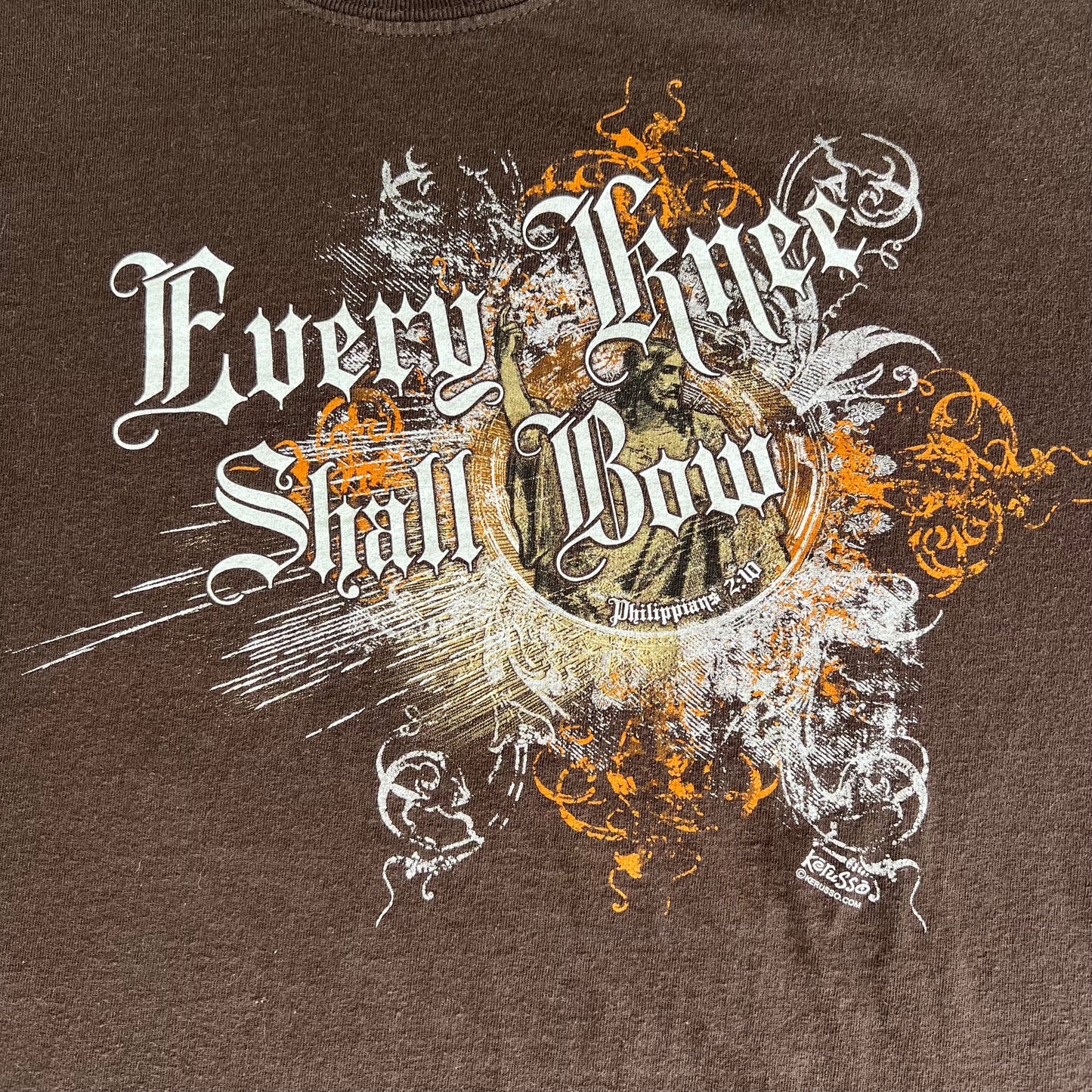 Y2K Jesus Tribal Every Knee Shall Bow Brown T-Shirt - XL