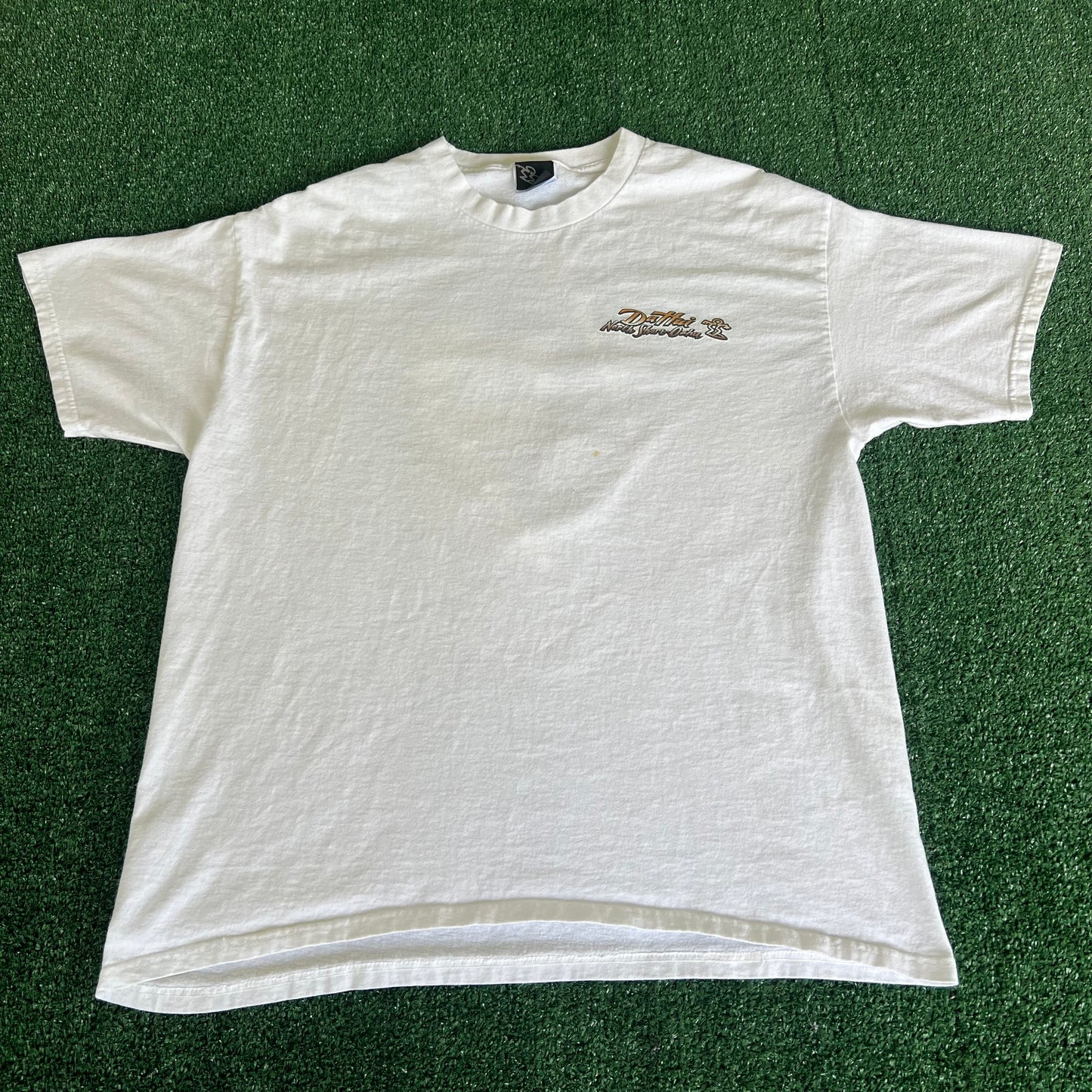 90s Y2K Da Hui Surfing Cartoon Hula Girl White Lost Style T-Shirt - Large