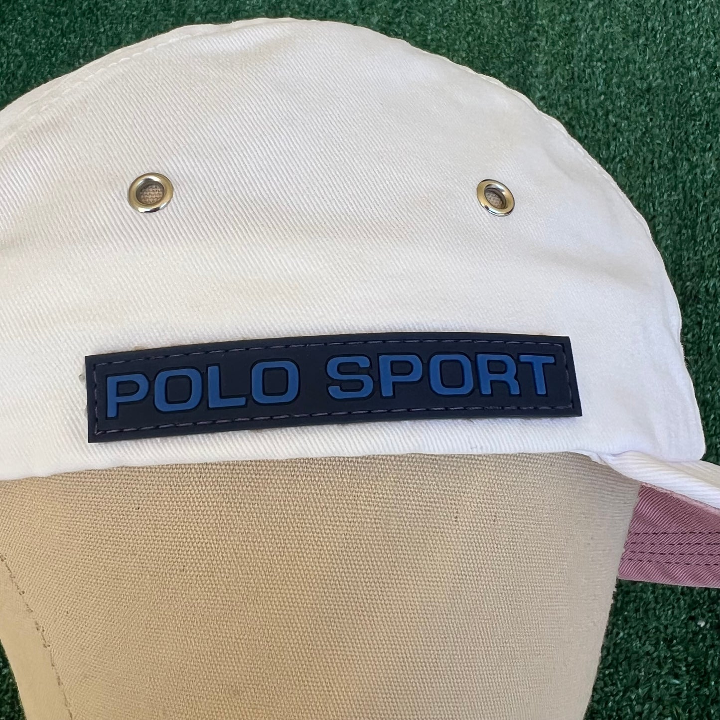 Vintage 90s Polo Ralph Lauren Polo Sport White 5 Panel Strapback Hat Cap USA
