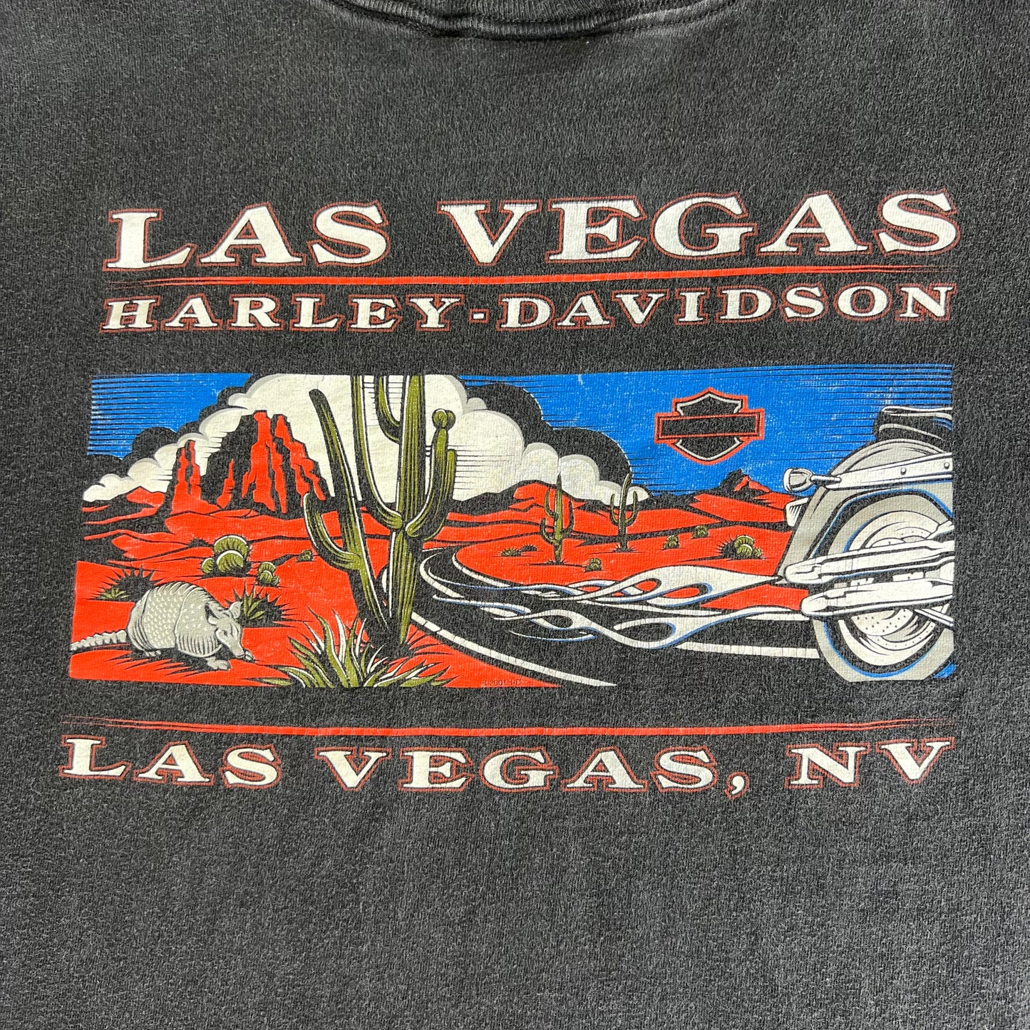 Y2K Harley-Davidson Las Vegas Faded Black T-Shirt - Medium