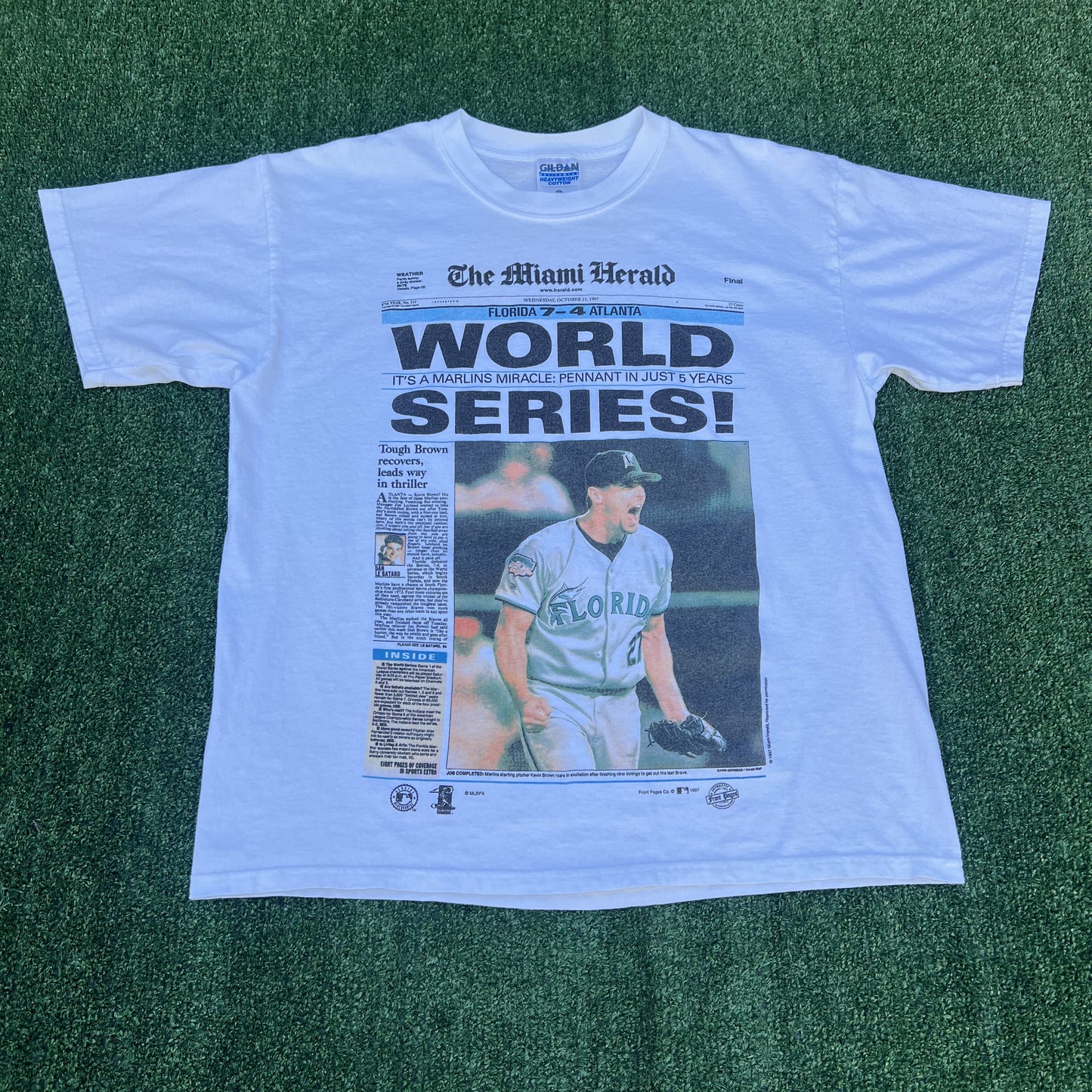 Vintage MLB Florida Marlins 1997 World Series T-Shirt Men’s Large White 90s