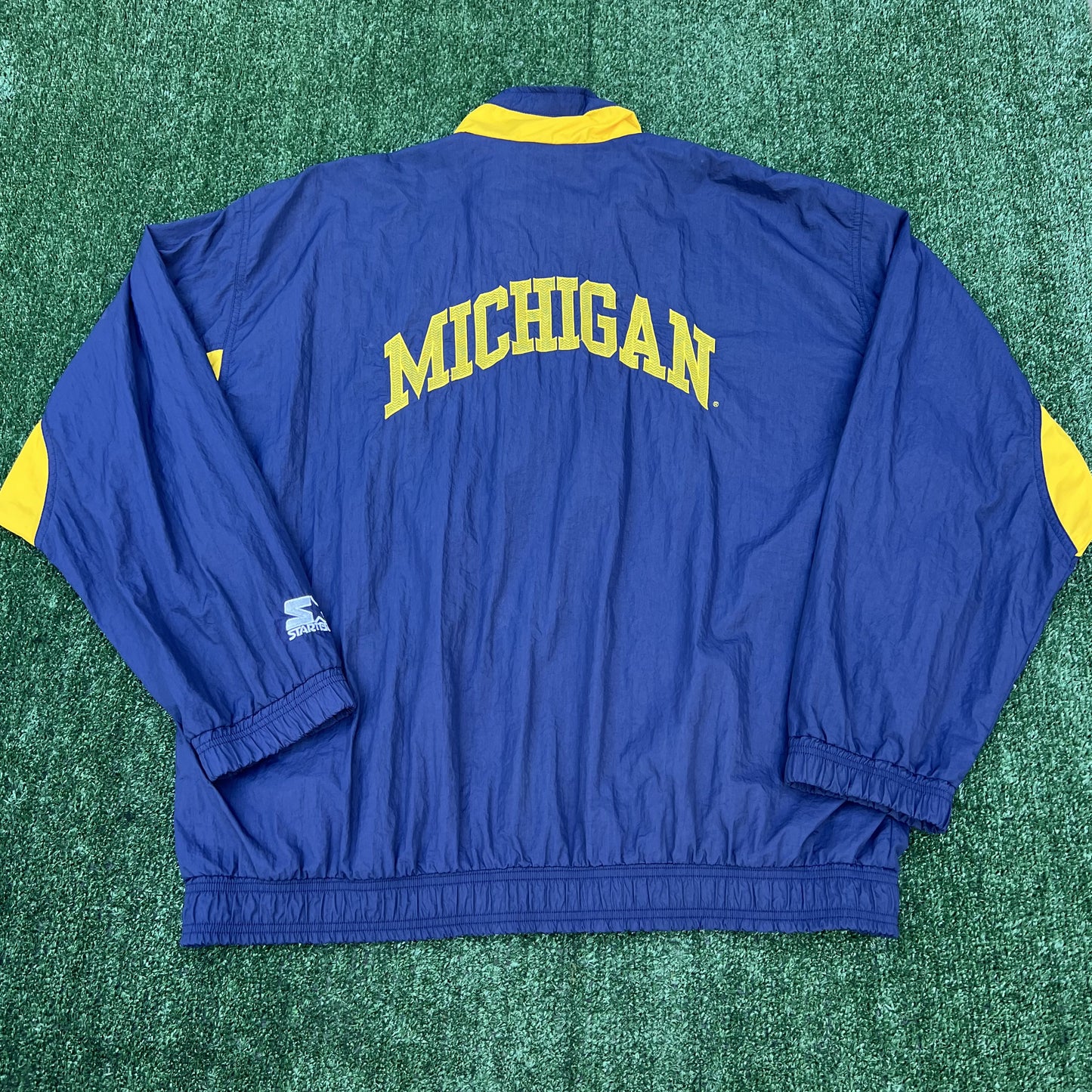 VTG Starter Michigan Wolverines Windbreaker Men’s 2XL Navy Blue Full Zip 90s UM