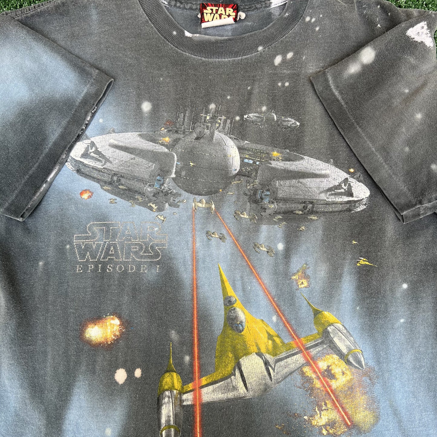 VTG 1999 90s Star Wars Tie-Dye Single Stitch T-Shirt XS 18.5x24" Liquid Blue Sty