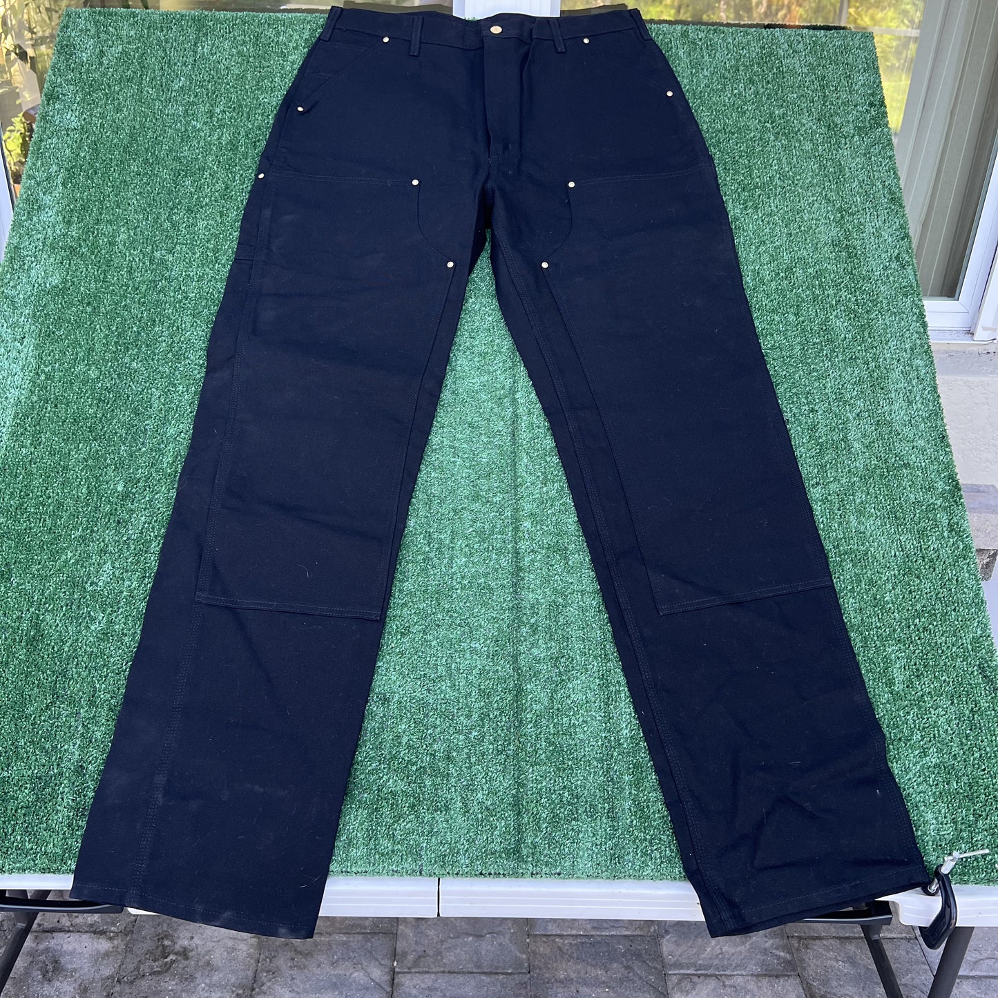 Vintage Carhartt B01 BLK Pants Mens 38x36 Black Canvas Double Knee Deadstock Y2K