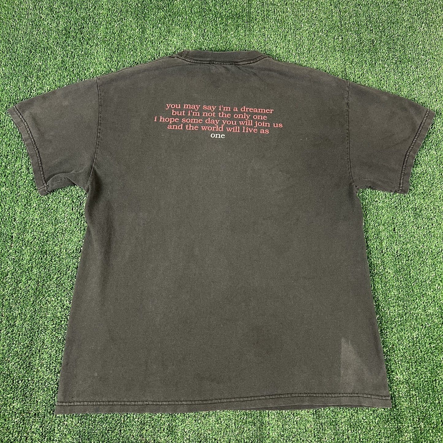 VTG John Lennon T-Shirt Mens Large Faded Black "May Say I'm a Dreamer" Music 90s