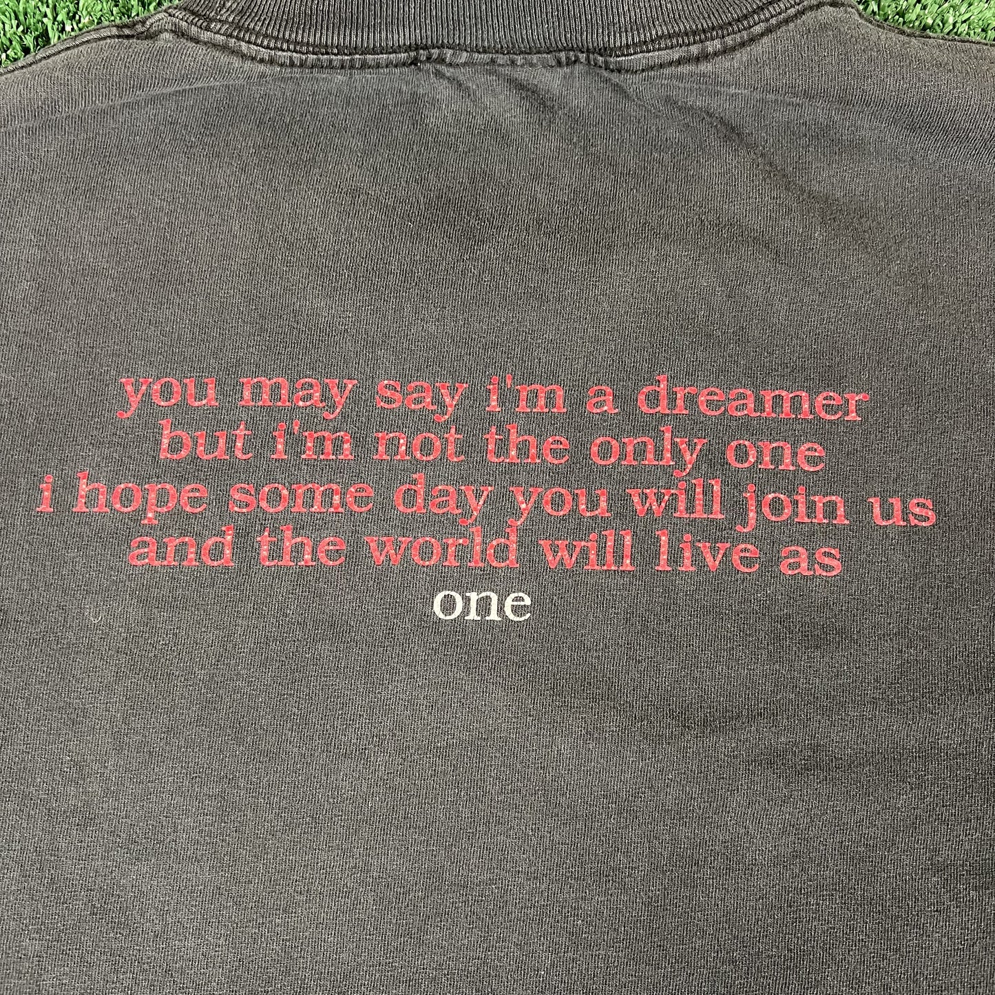 VTG John Lennon T-Shirt Mens Large Faded Black "May Say I'm a Dreamer" Music 90s