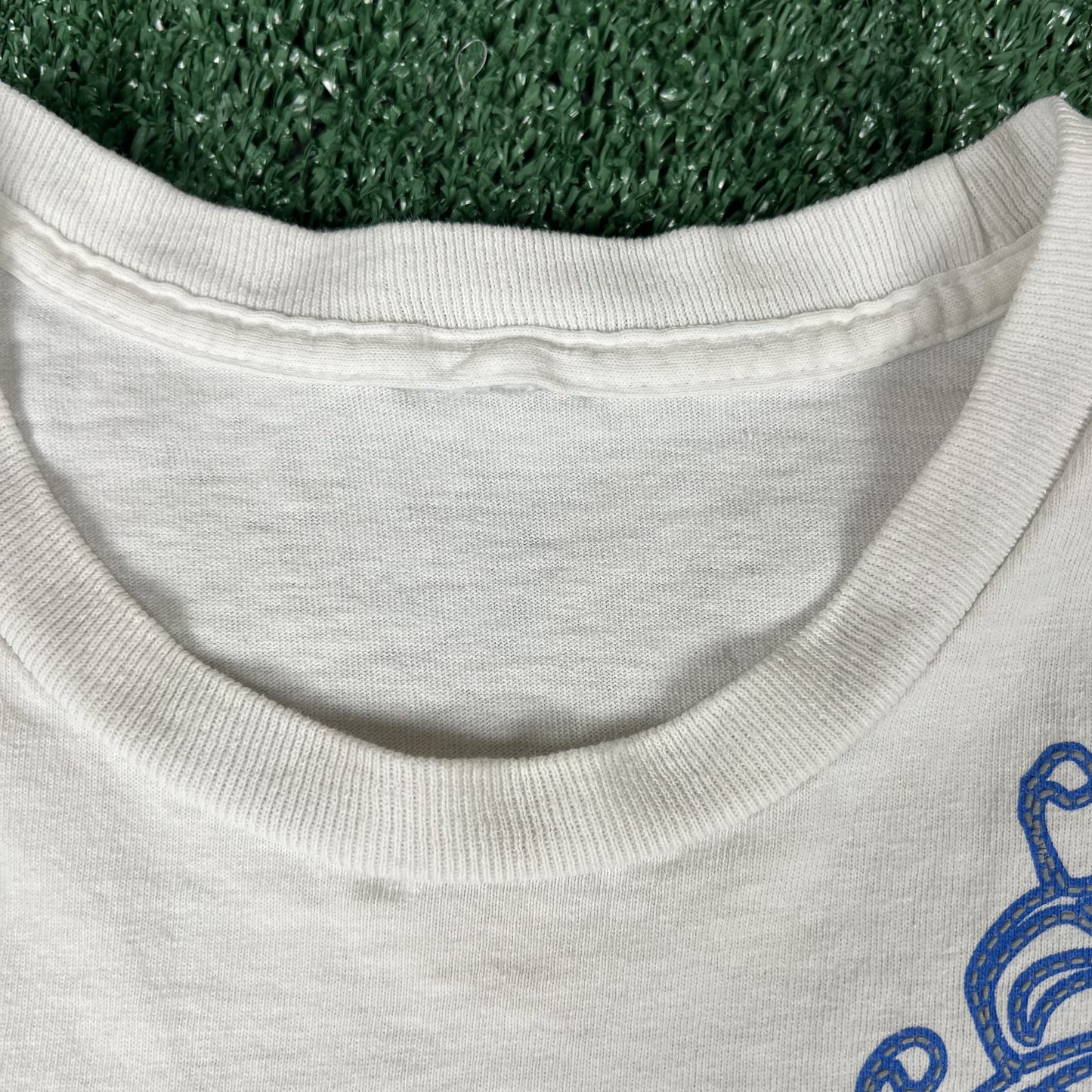 VTG Nike T-Shirt Mens XL White Blue Gray Tribal Logo Skate Rare 90s Y2K 00s
