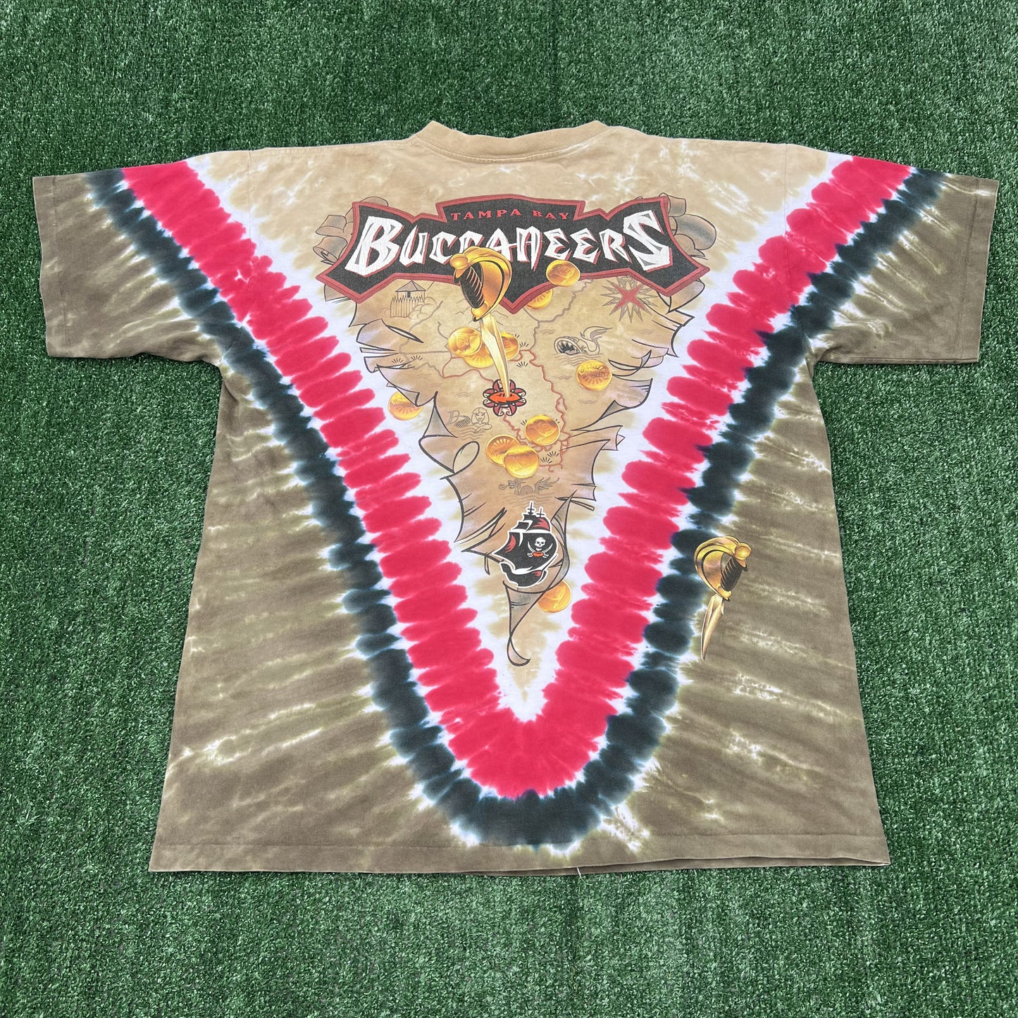 VTG Liquid Blue NFL Tampa Bay Buccaneers T-Shirt Mens XL Tie-Dye Single USA 90s