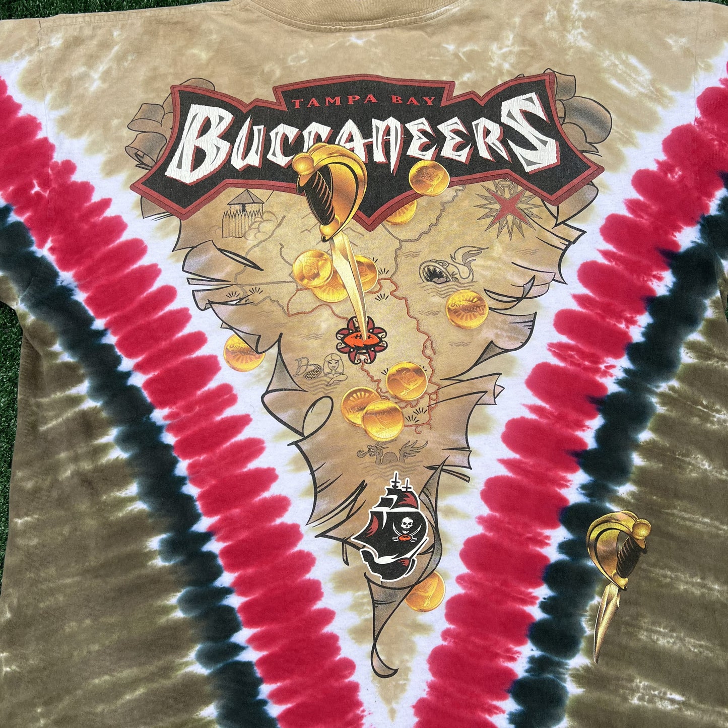 VTG Liquid Blue NFL Tampa Bay Buccaneers T-Shirt Mens XL Tie-Dye Single USA 90s