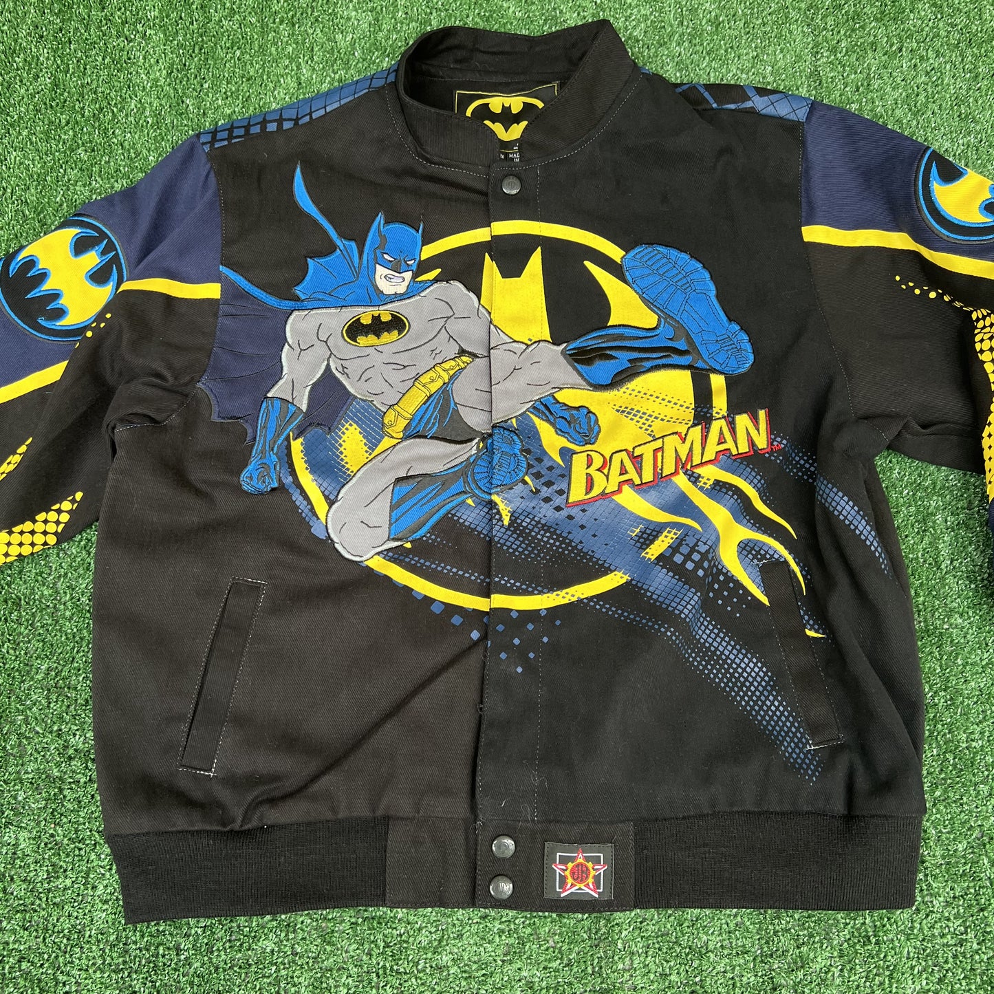 NWT Vintage JH Design Batman Racing Jacket – Youth 2XL (Fits Men’s Small, Black)