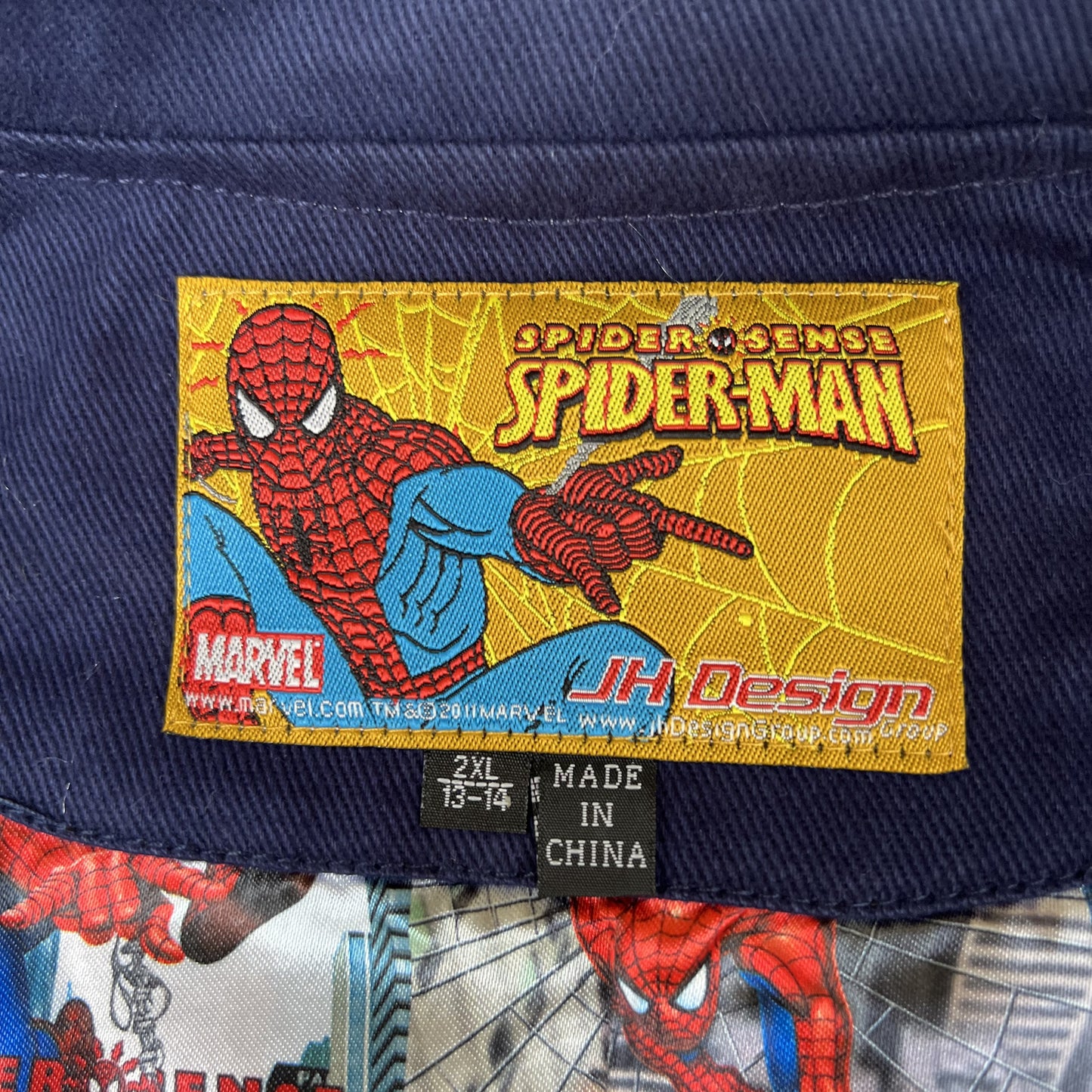 NWT Vintage JH Design Spider-Man Racing Jacket – Youth 2XL (Fits Men’s Small, Blue)