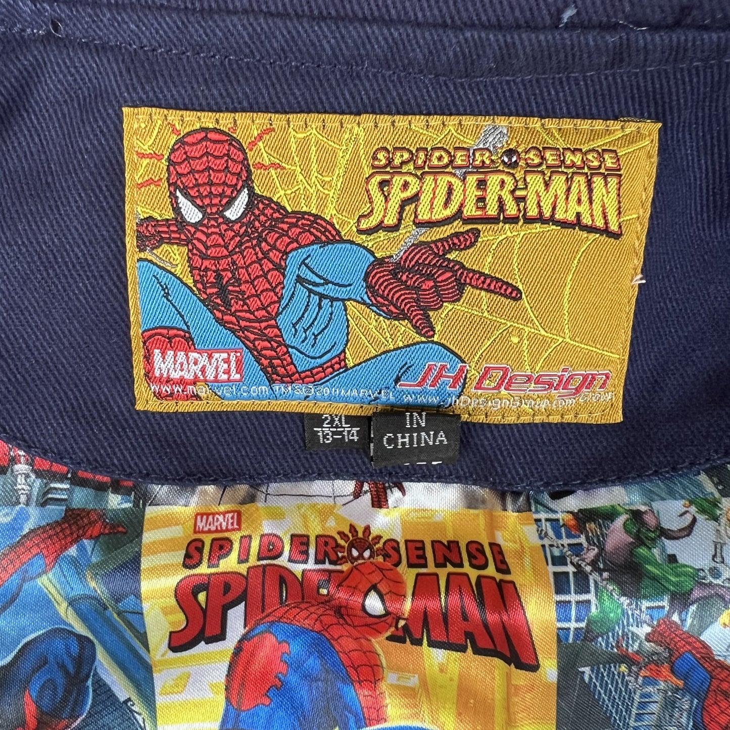 NWT Vintage JH Design Spider-Man Racing Jacket – Youth 2XL (Fits Men’s Small, Blue)