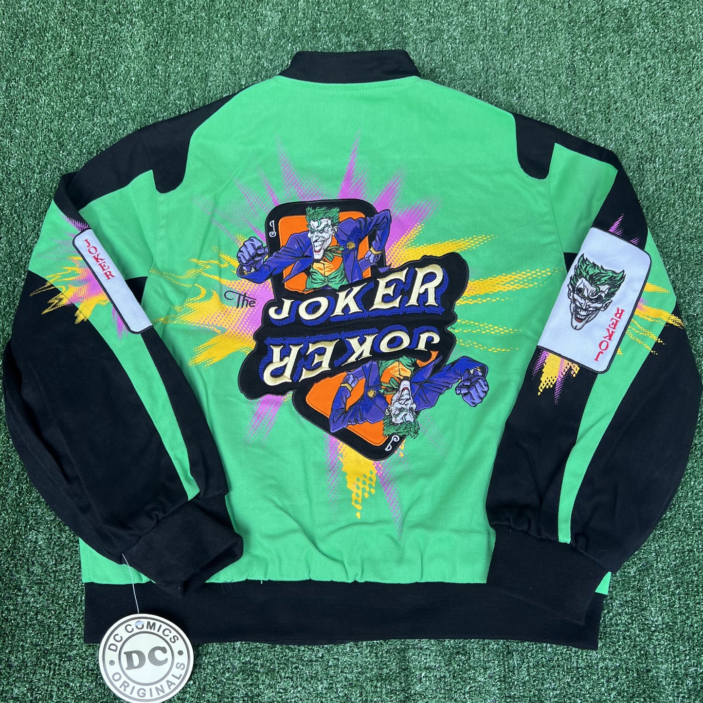 NWT Vintage JH Design Joker Racing Jacket – Youth 2XL (Fits Men’s Small, Green, DC Comics)
