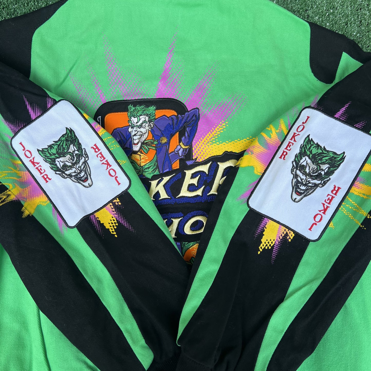 NWT Vintage JH Design Joker Racing Jacket – Youth 2XL (Fits Men’s Small, Green, DC Comics)