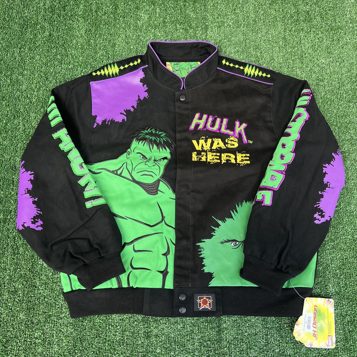 NWT VTG JH Design Hulk Jacket Youth 2XL – Black Men’s S Crop Boxy Racing Marvel